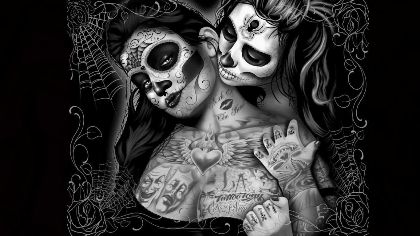 Women Computer Wallpaper, Desktop Backgroundx768. Skull girl tattoo, Sugar skull girl tattoo, Sugar skull girl