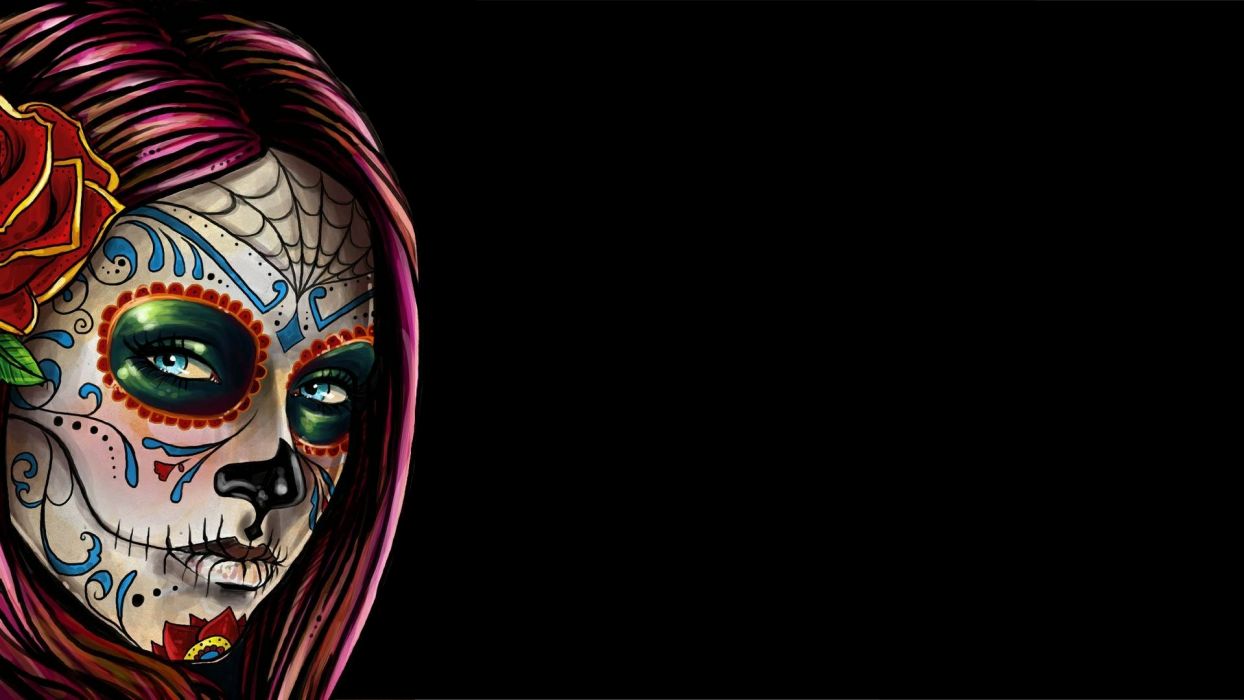 Face Woman Girl Sugar Skull Makeup Wallpaperx1080