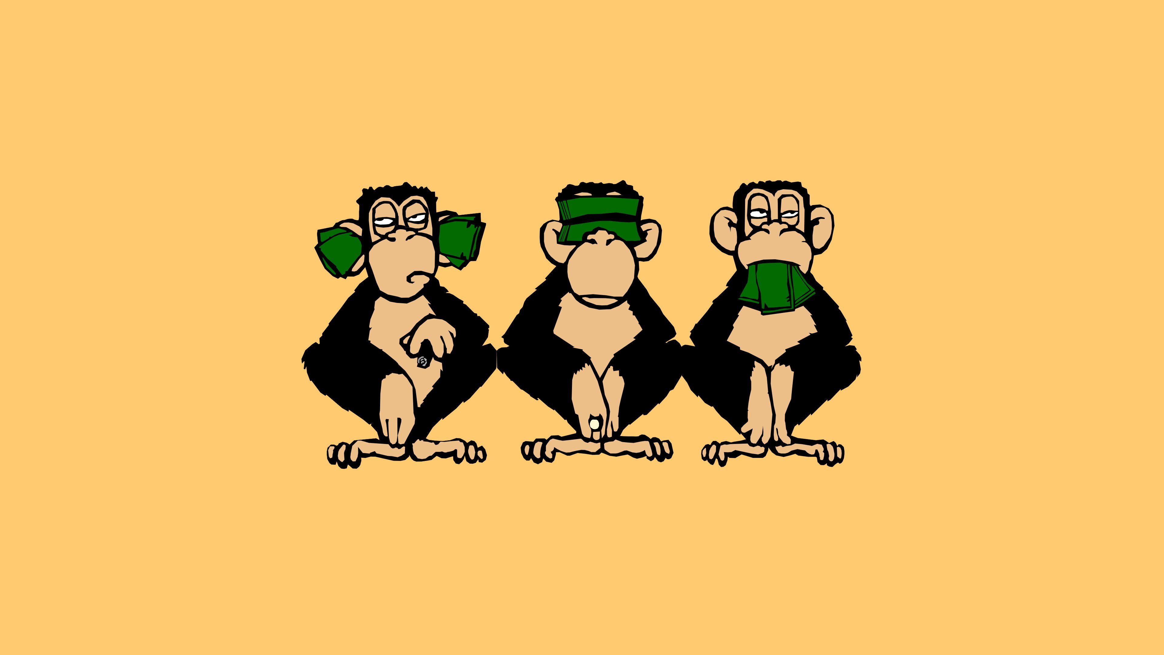 Three Wise Monkeys 4K wallpaper
