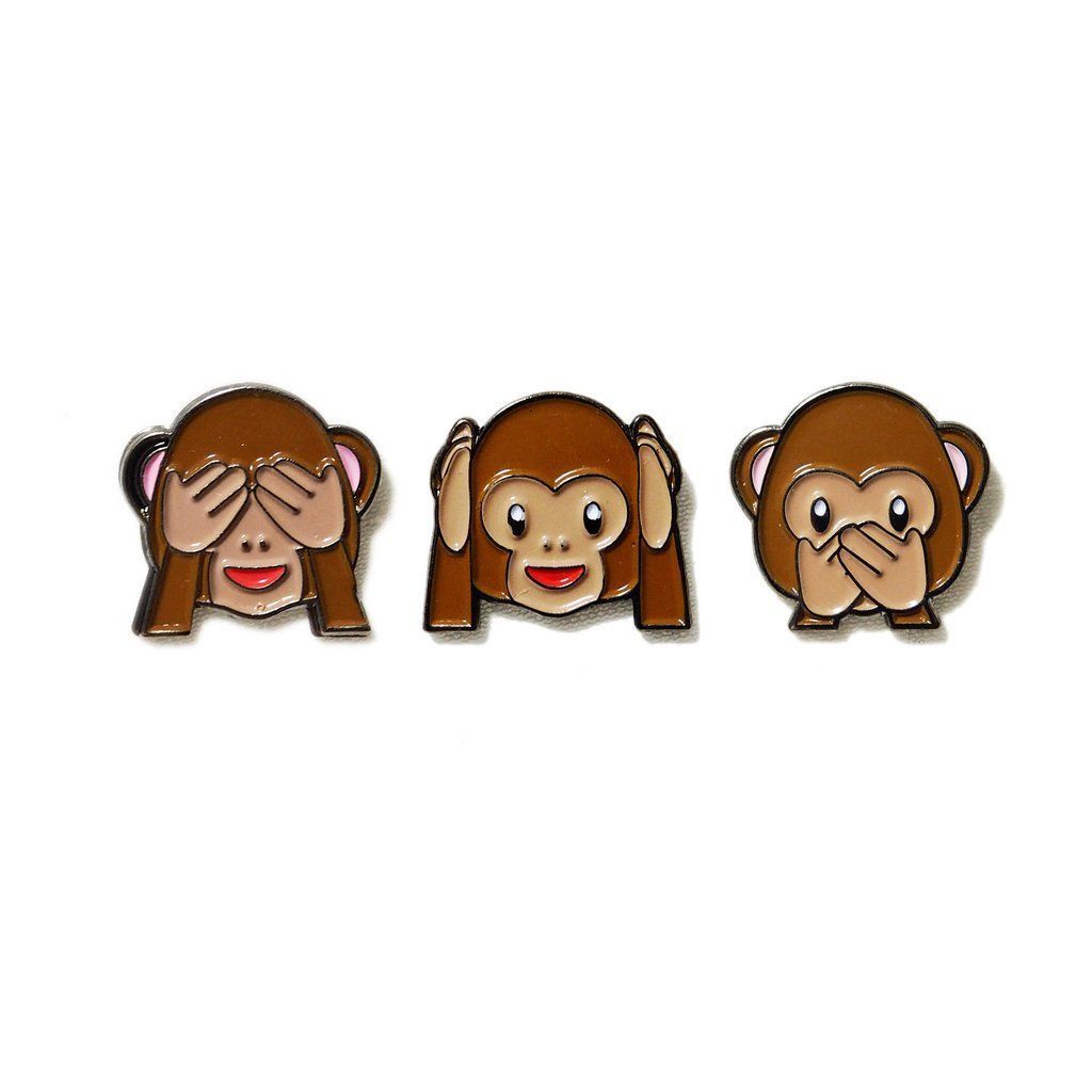 See Hear Speak No Evil Monkey' Pin (3 Styles!). Monkey Emoji, Monkey Tattoos, Three Wise Monkeys