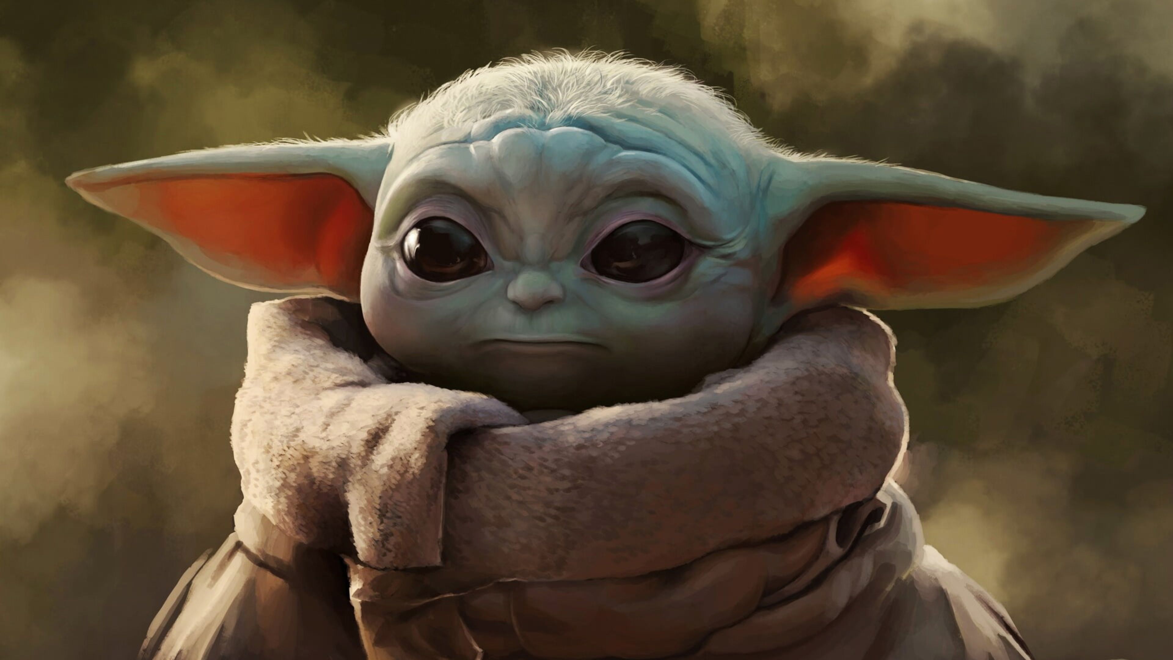 Star Wars Artwork The Mandalorian Baby Yoda 4K HD Wallpaper