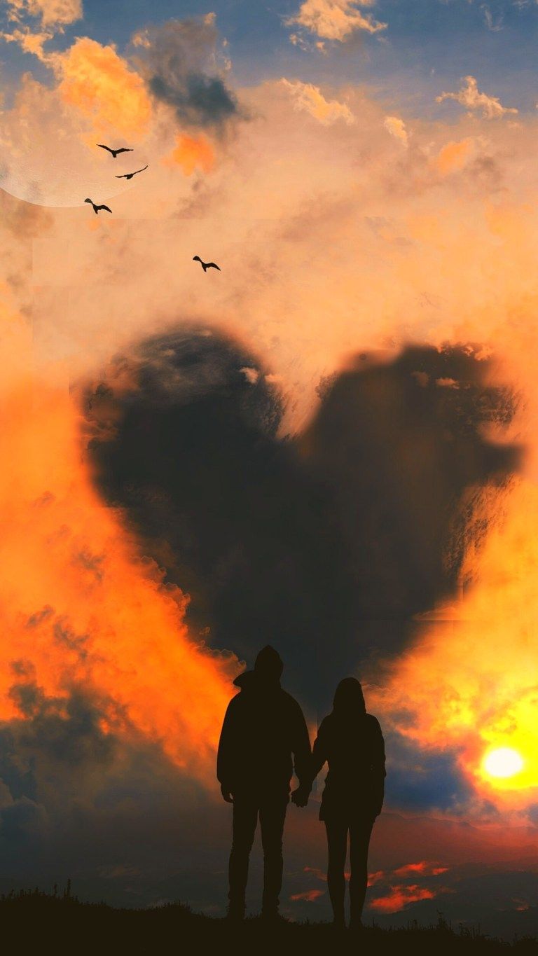 Sky Of Love Couple in Cloud iPhone 12 UHD 4K Wallpaper ⋆ Traxzee