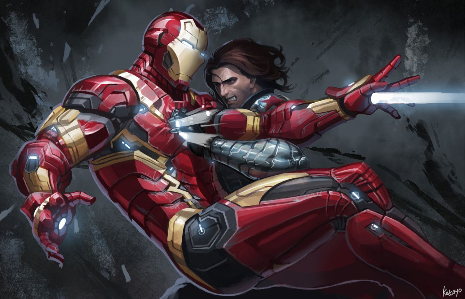 Civil War Fan Art Iron Man VS Winter Soldier, SangHyun Yu