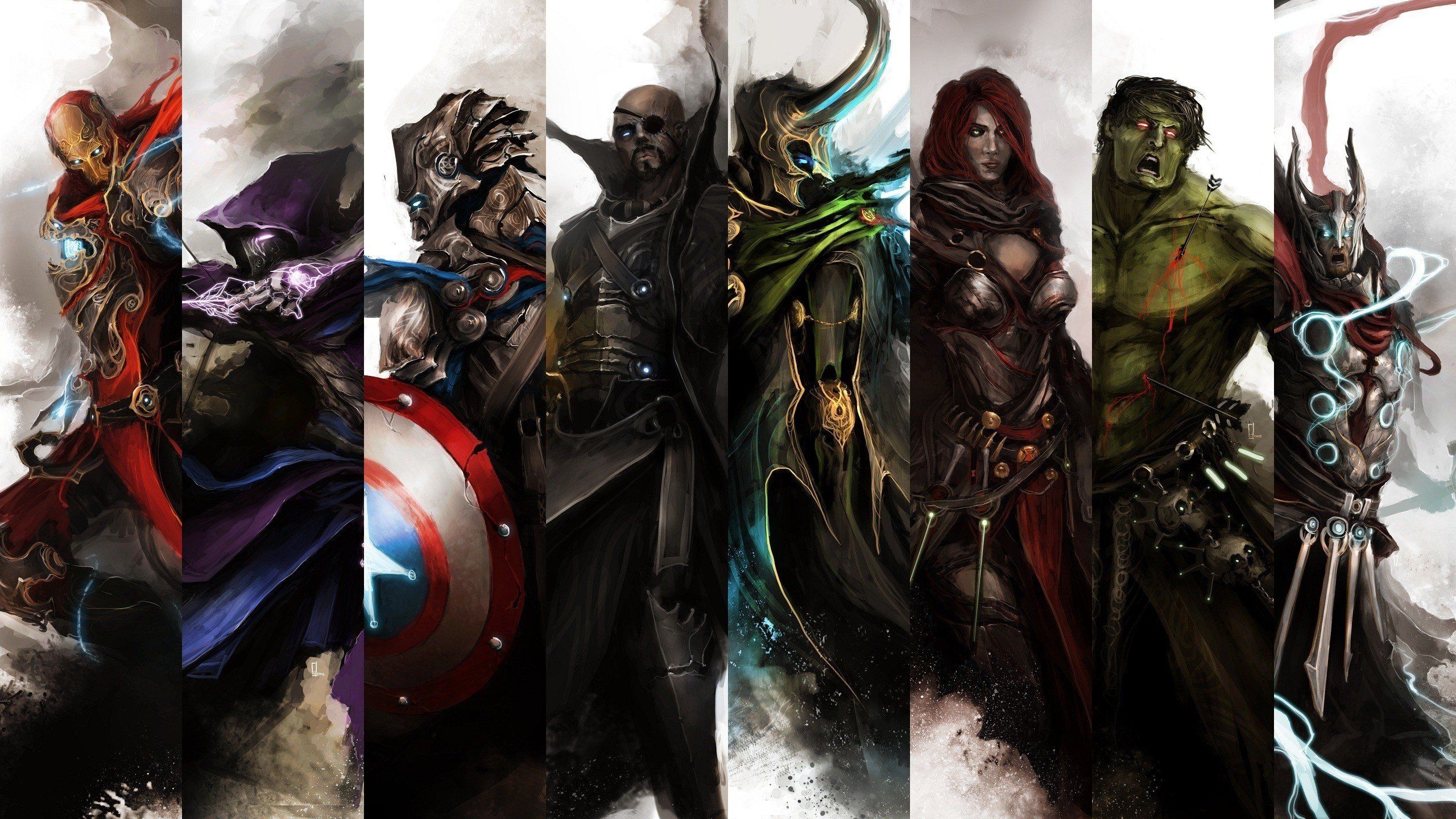 iron, Man, Thor, Captain, America, Gothic, Black, Widow, The, Avengers, Hawkeye, Nick, Fury, Loki, Thedurrrrian, deviant, Artist, Hulk Wallpaper HD / Desktop and Mobile Background