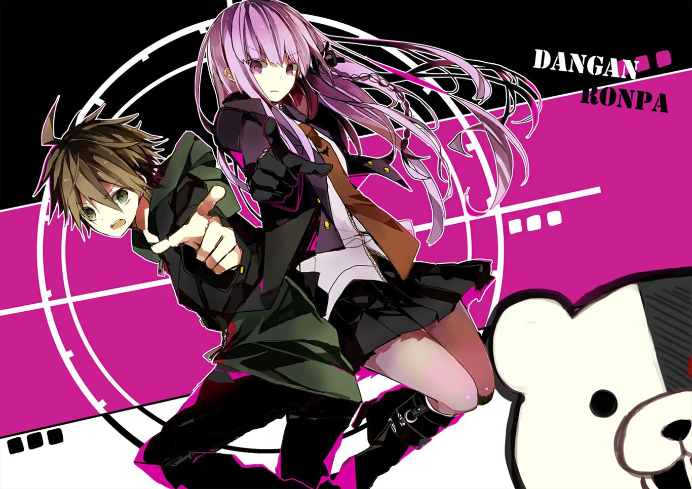 Danganronpa Ky Ko Kirigiri Makoto Naegi Monokuma Danganronpa Wallpaper:1366x966