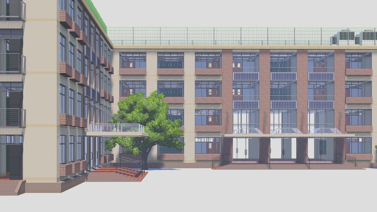 School Building 2 Exterior. Manga school, Building drawing, Anime places
