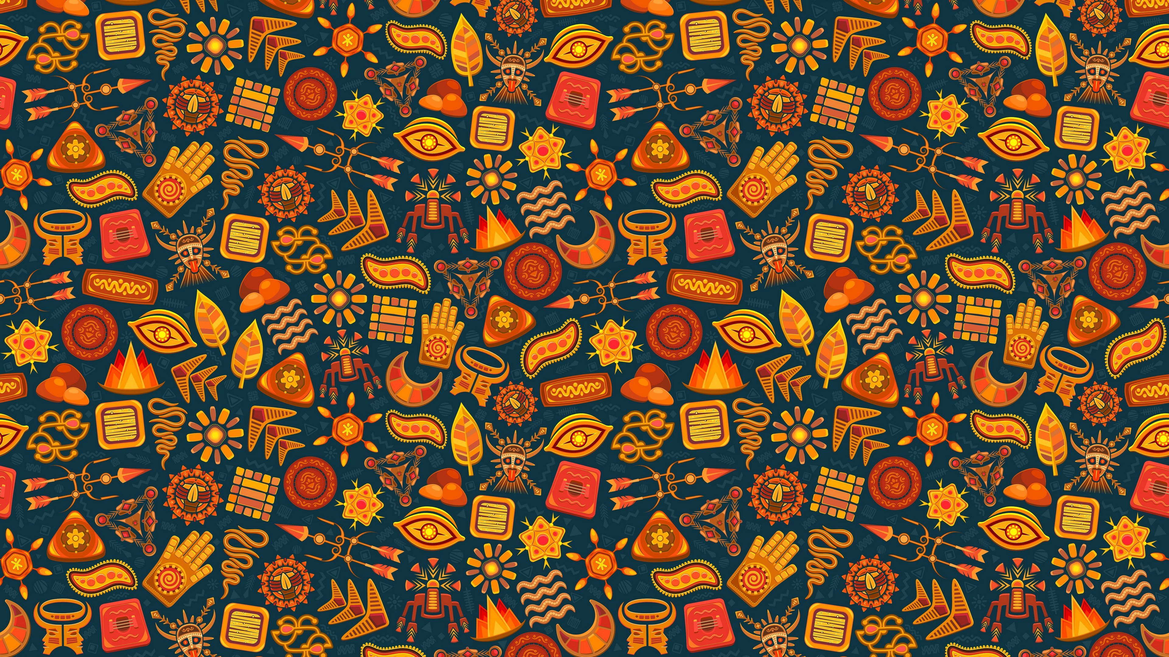 Download wallpaper 3840x2160 pattern, symbols, ethnic, magic, color, design 4k uhd 16:9 HD background