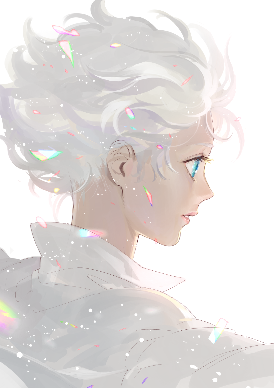 Light White Anime Man White Hair Wallpaper:1157x1636