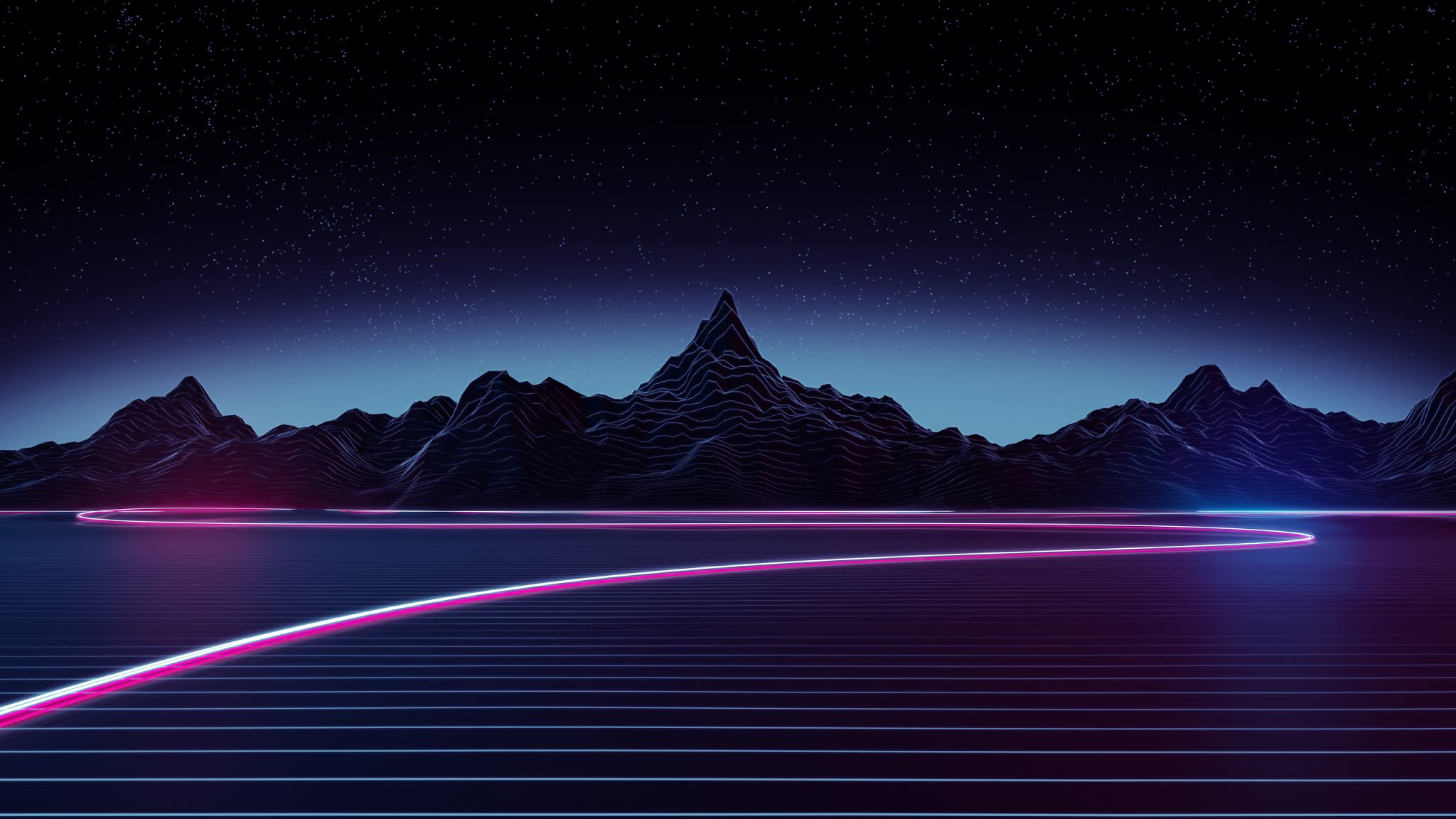 Highway Retrowave Wallpaper