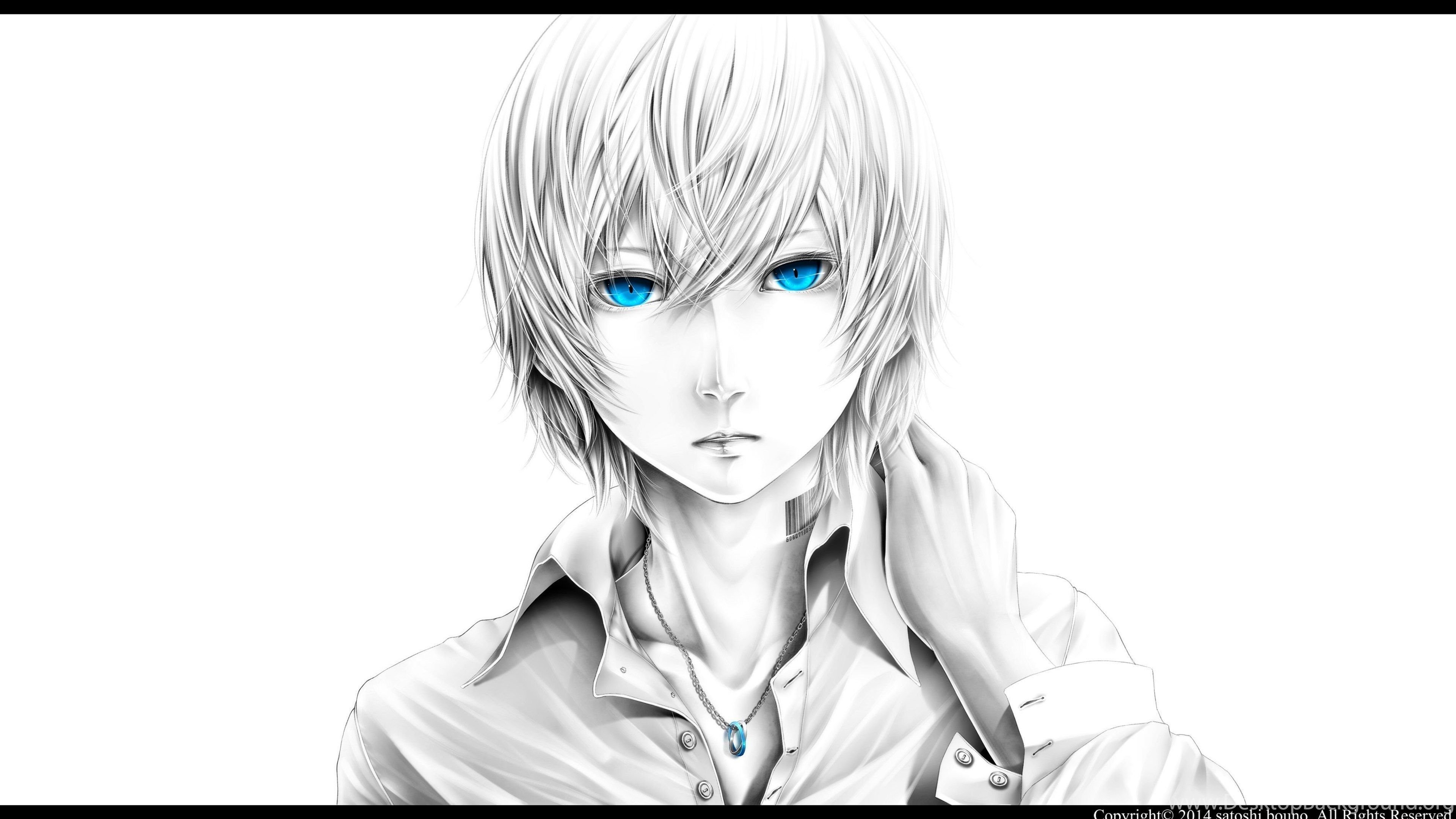 Male Blue Eyes White Background Anime Wallpaper Desktop Background
