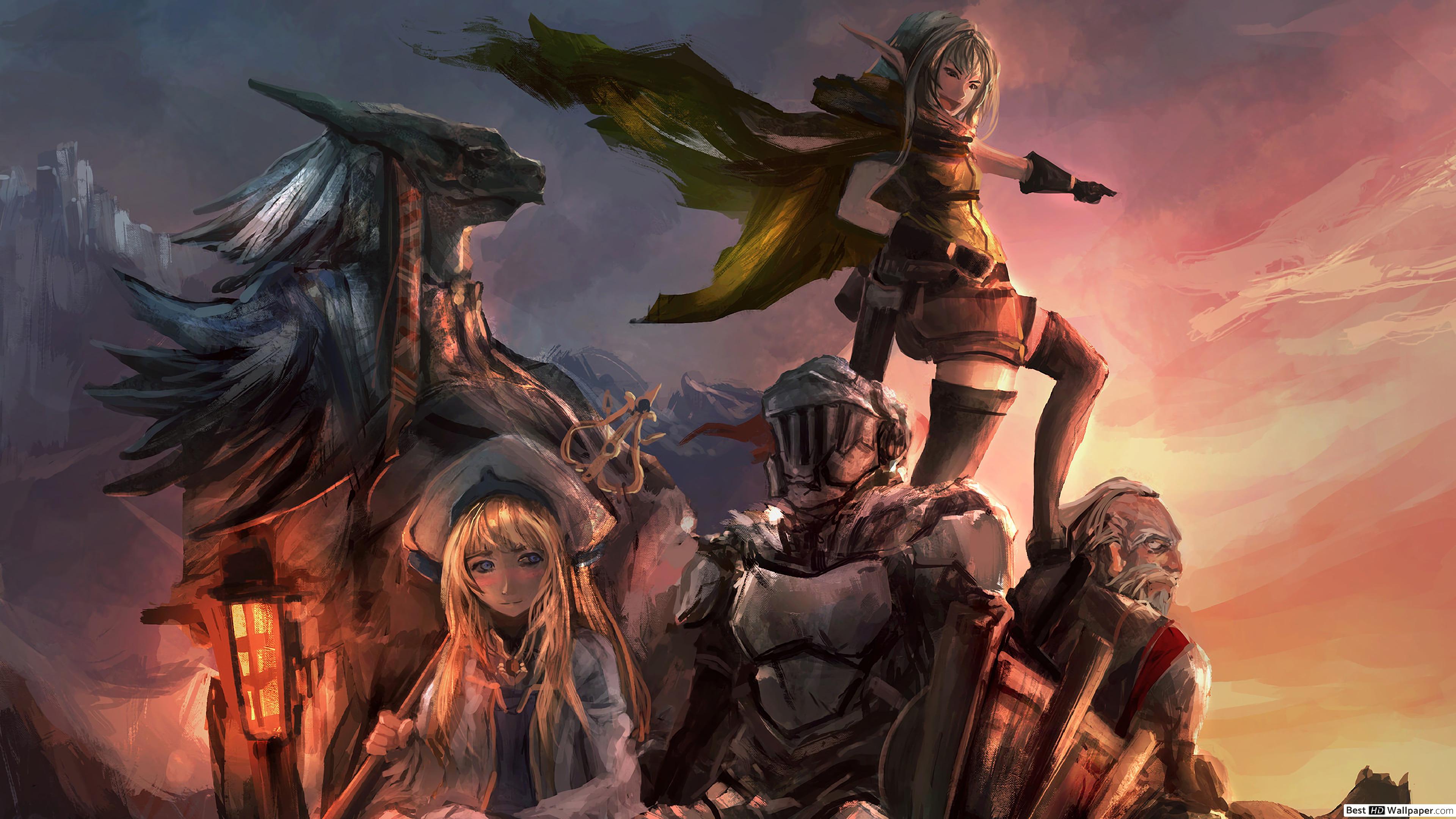 Goblin Slayer Slayer, Dwarf, Lizardman, Priestess & High Elf Archer HD wallpaper download