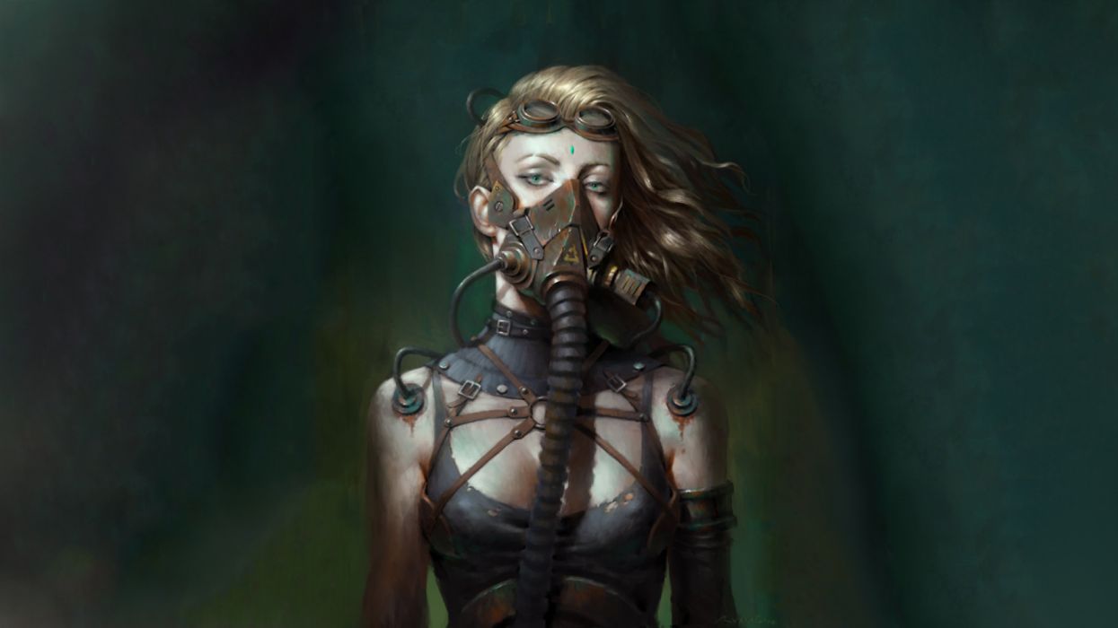 Artist Girl Wearing Mask Cyberpunk woman fantasy beauty wallpaperx1080