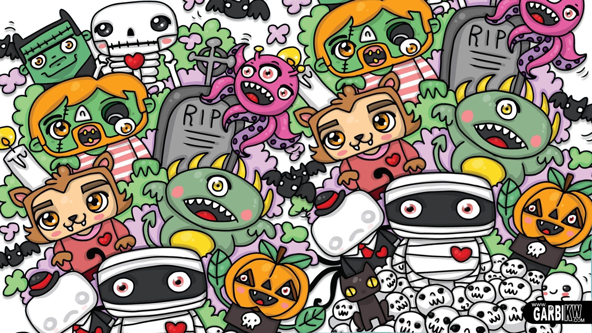 Kawaii Graffiti Doodle Drawings by Garbi KW. Halloween doodle, Doodles, Doodle monster