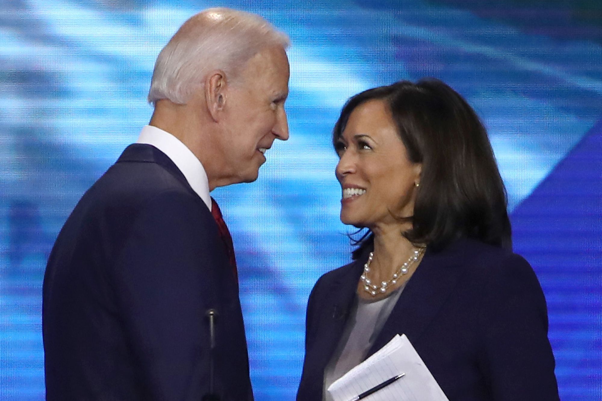 Biden spotted with Kamala Harris talking points amid VP speculation