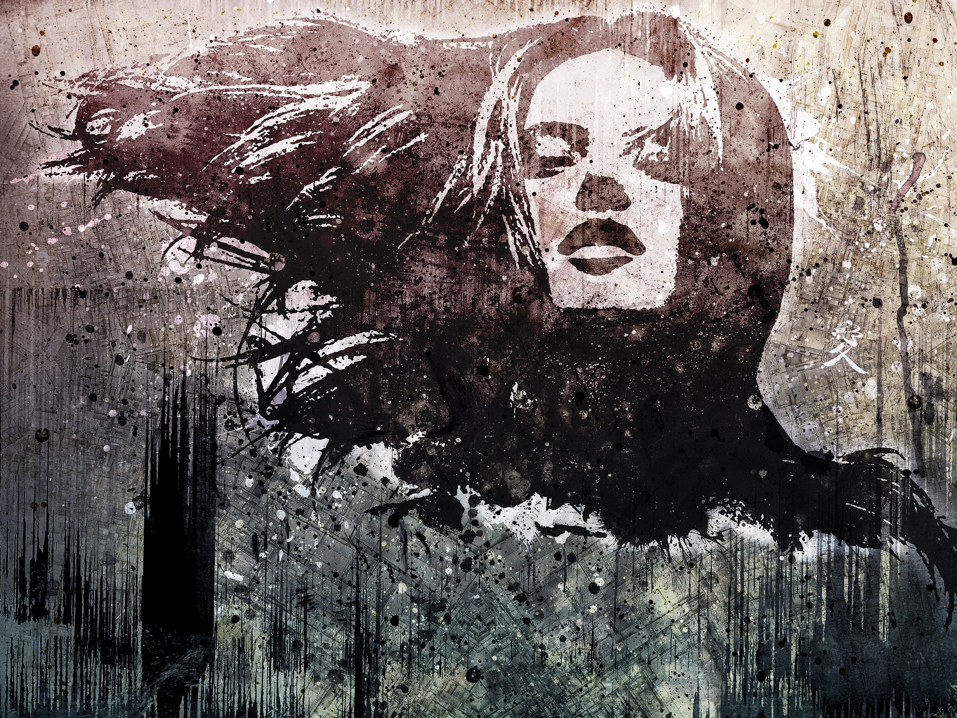 Alex Cherry Paint Splatter Painting Artwork Women Face Wallpaper:1920x1440
