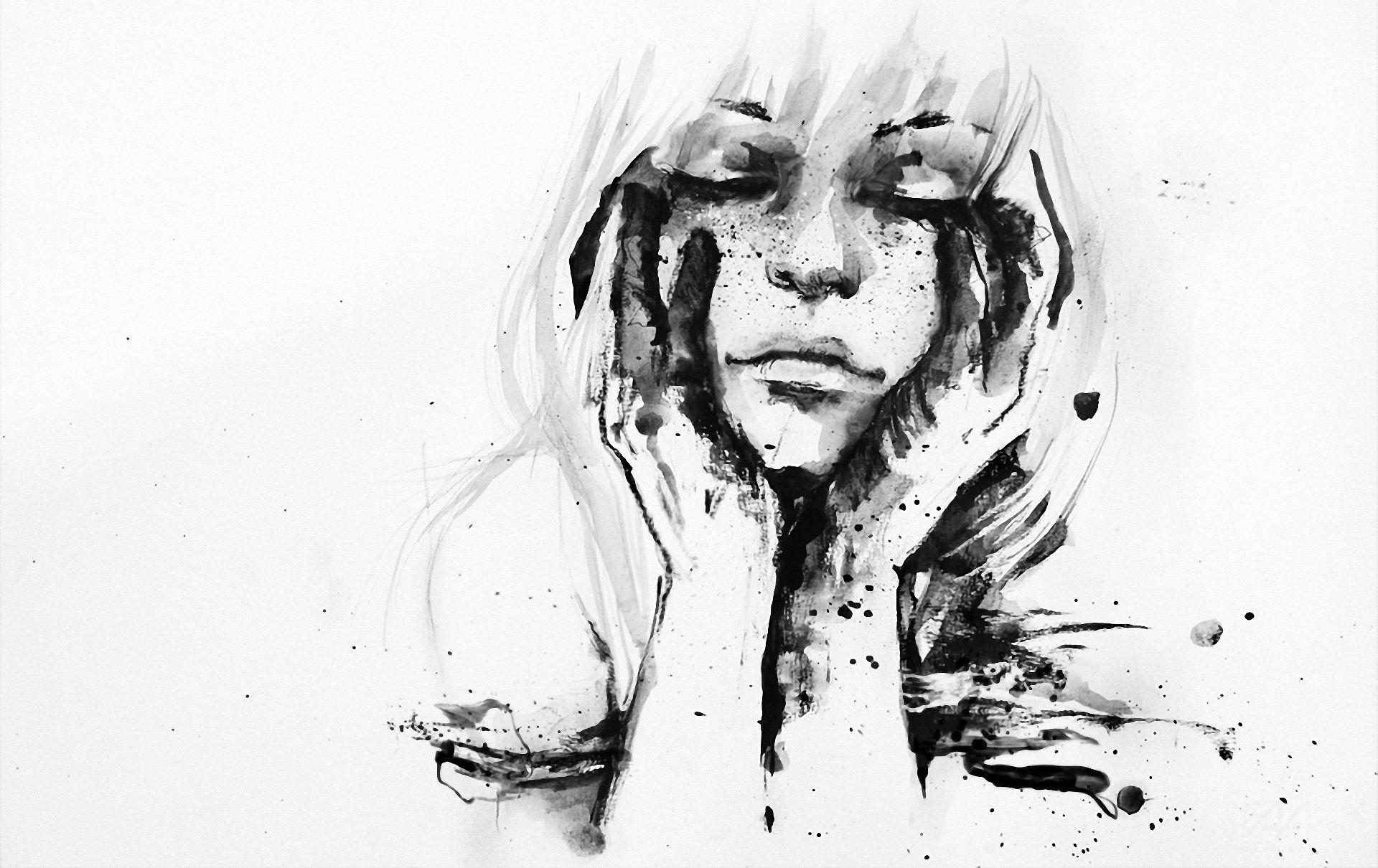 Women paintings artwork closed eyes agnes cecile wallpaperx1210