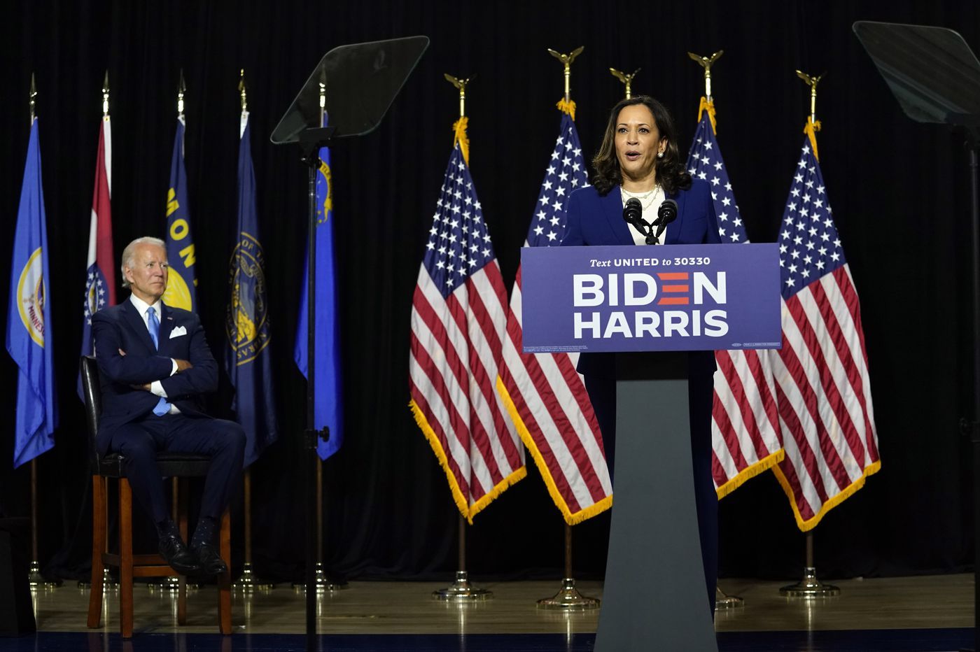Joe Biden campaigns with VP pick Kamala Harris in Wilmington, Delaware