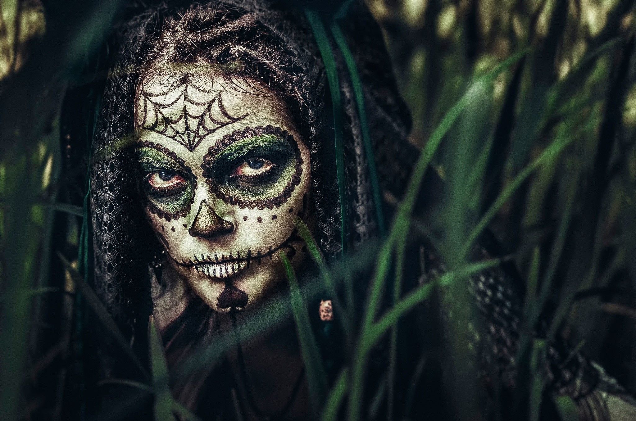 Woman day of the dead face paint wallpaper 4579493 portrait body paint makeup jungle sugar skull