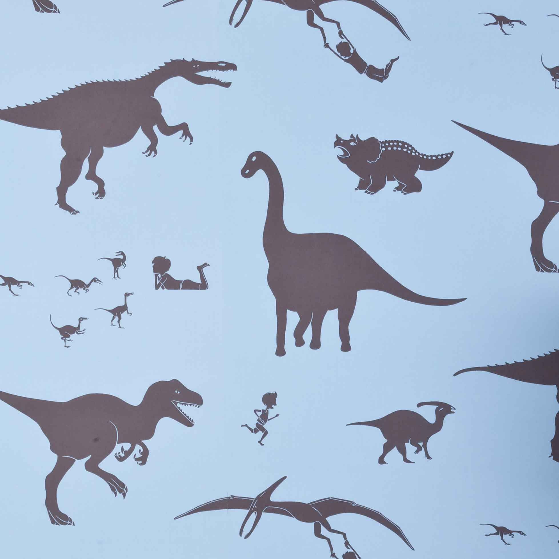 LITTLE DINO A story for little boys / Linear illustrations provide a playful feel / Dinosaur repeats make a g. Dinosaur wallpaper, Blue wallpaper, Kids wallpaper