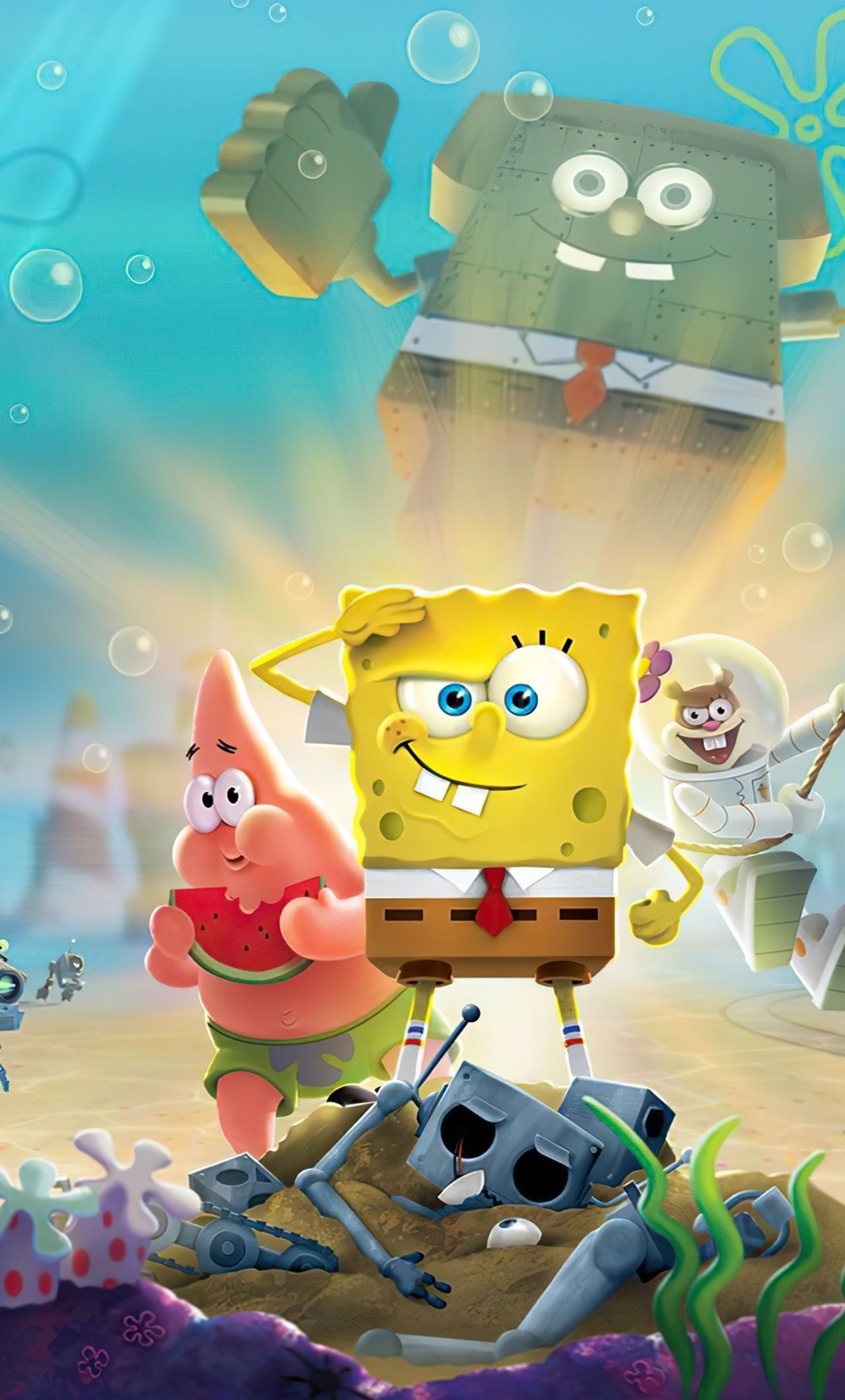 SpongeBob SquarePants Battle For Bikini Bottom Rehydrated iPhone HD 4k Wallpaper, Image, Background, Photo and Picture