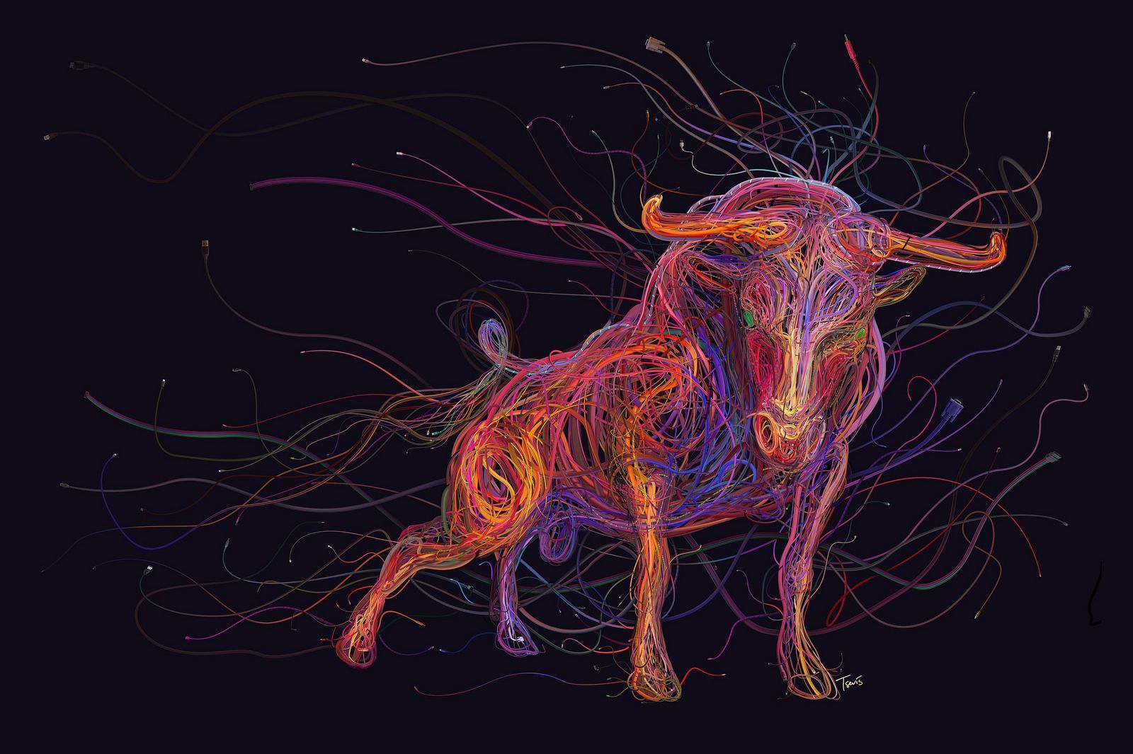 The wired Maverick (for University of Nebraska at Omaha). Taurus wallpaper, Bulls wallpaper, Lion artwork