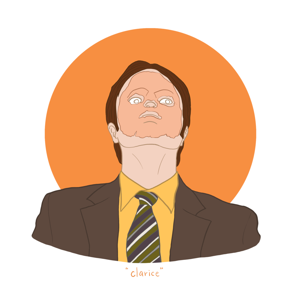 Dwight Schrute Clarice, The Office. Illustration by Pillar Collective. The office stickers, Office wallpaper, Office cartoon