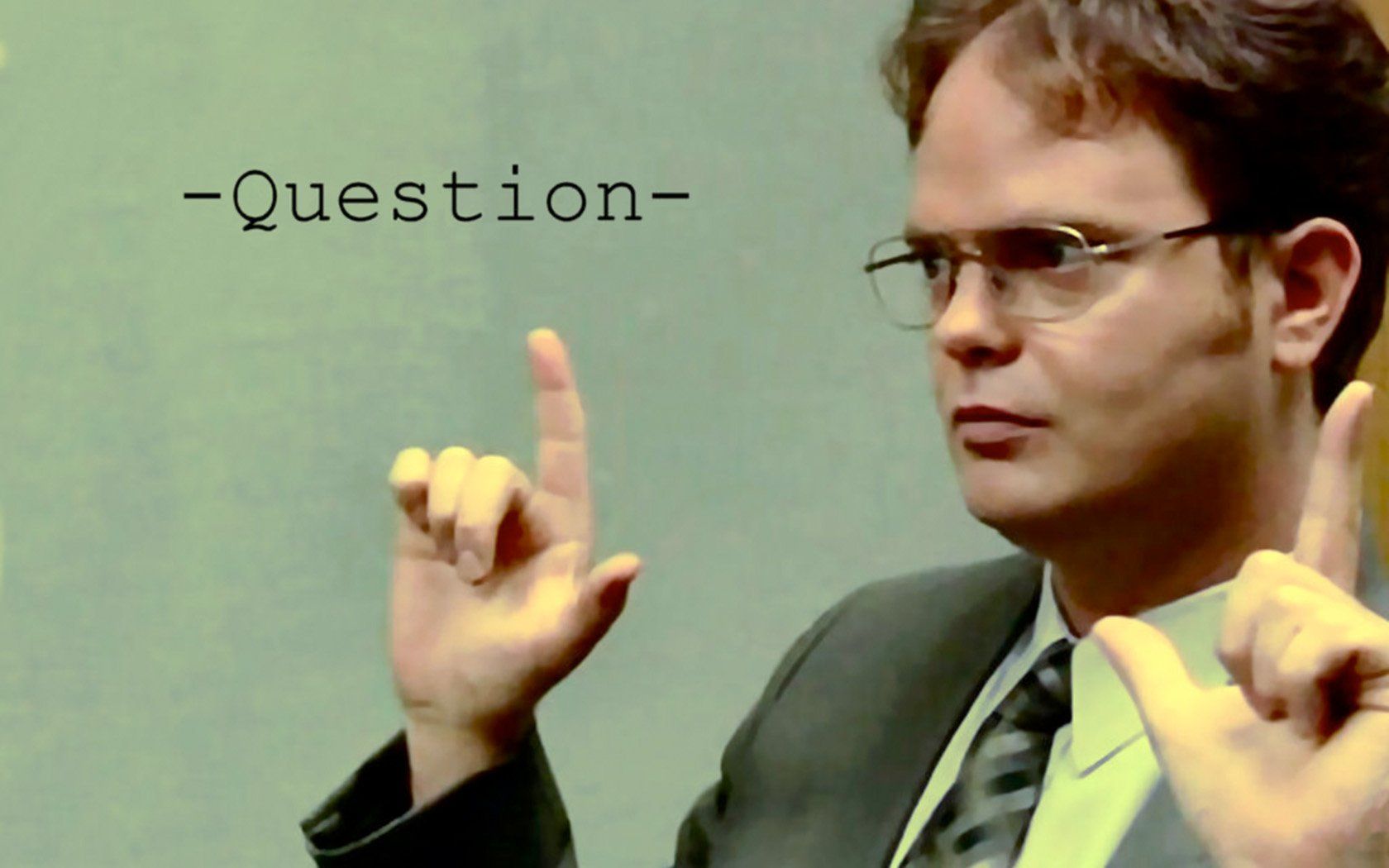 The Office Dwight Schrute Rainn Wilson question wallpaperx1050