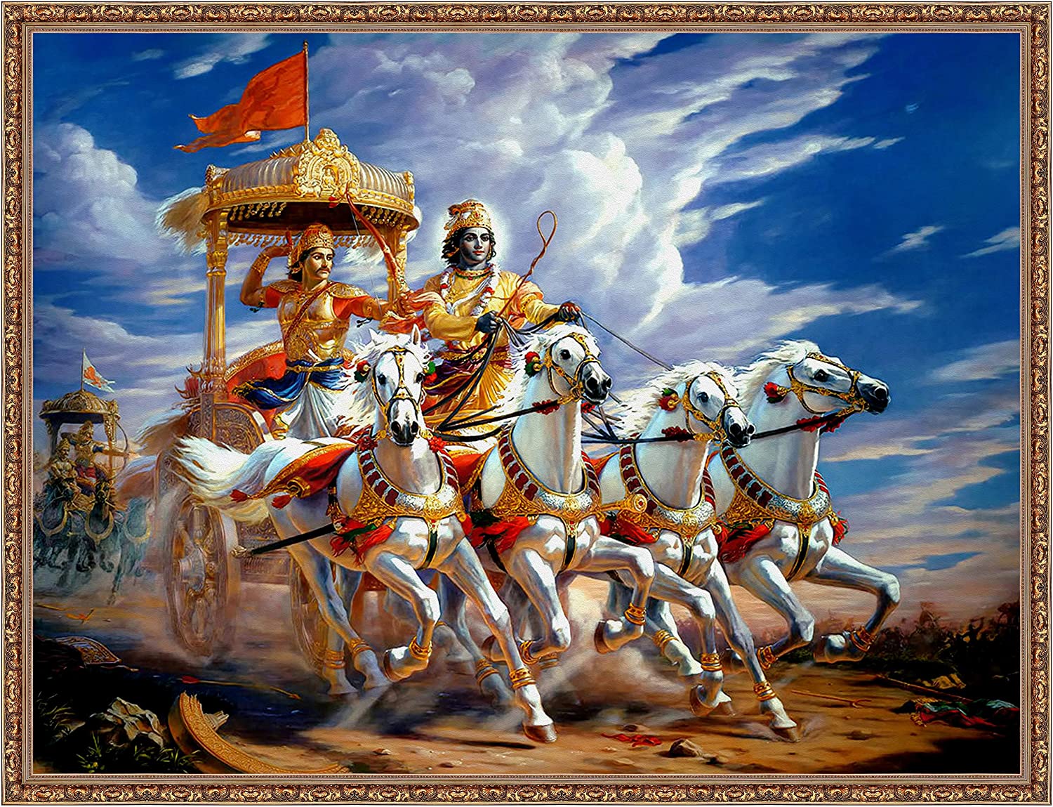 Mode Stoff Krishna Arjun HD Digitally Printed Unframed Polyester Canvas Wall Painting (20 Inch 30 Inch): Amazon.in: Home & Kitchen