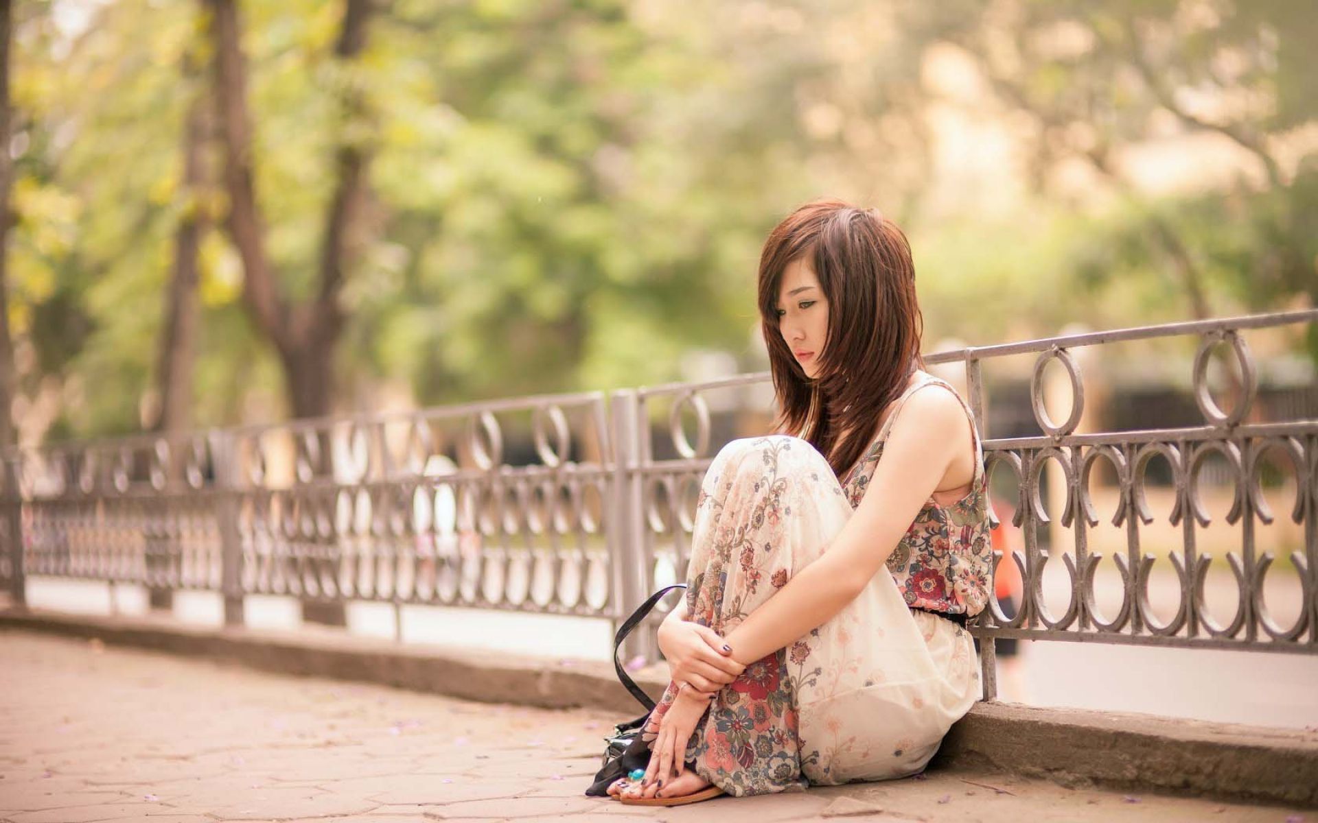 Sad Girl On The Street HD Wallpaper Girl Image Sitting Alone