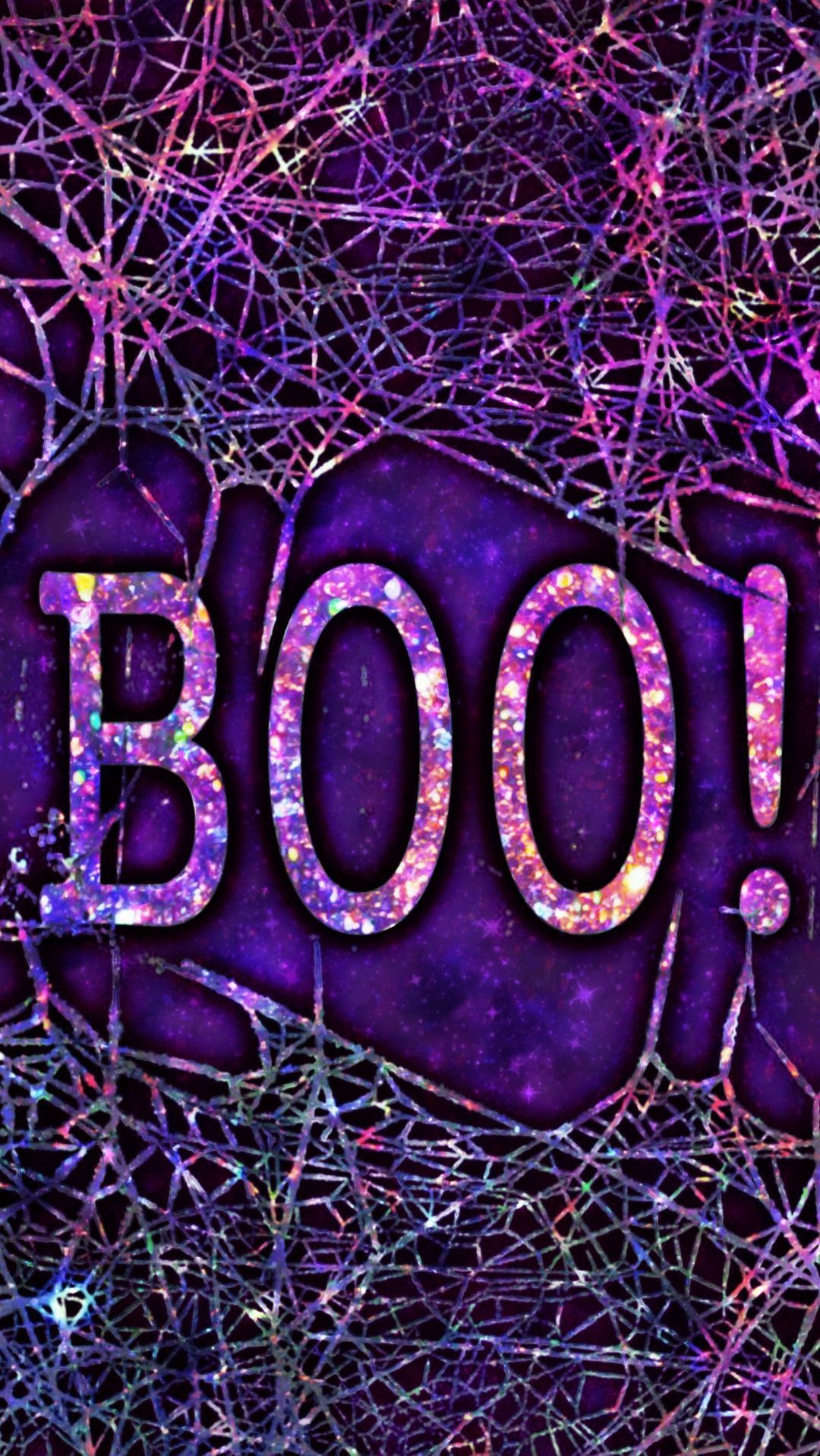 Galaxy BOO!, made by me #purple #sparkly #wallpaper #background #glitter #sparkles #galaxy #boo #hal. Halloween wallpaper, Glittery wallpaper, Sparkly halloween