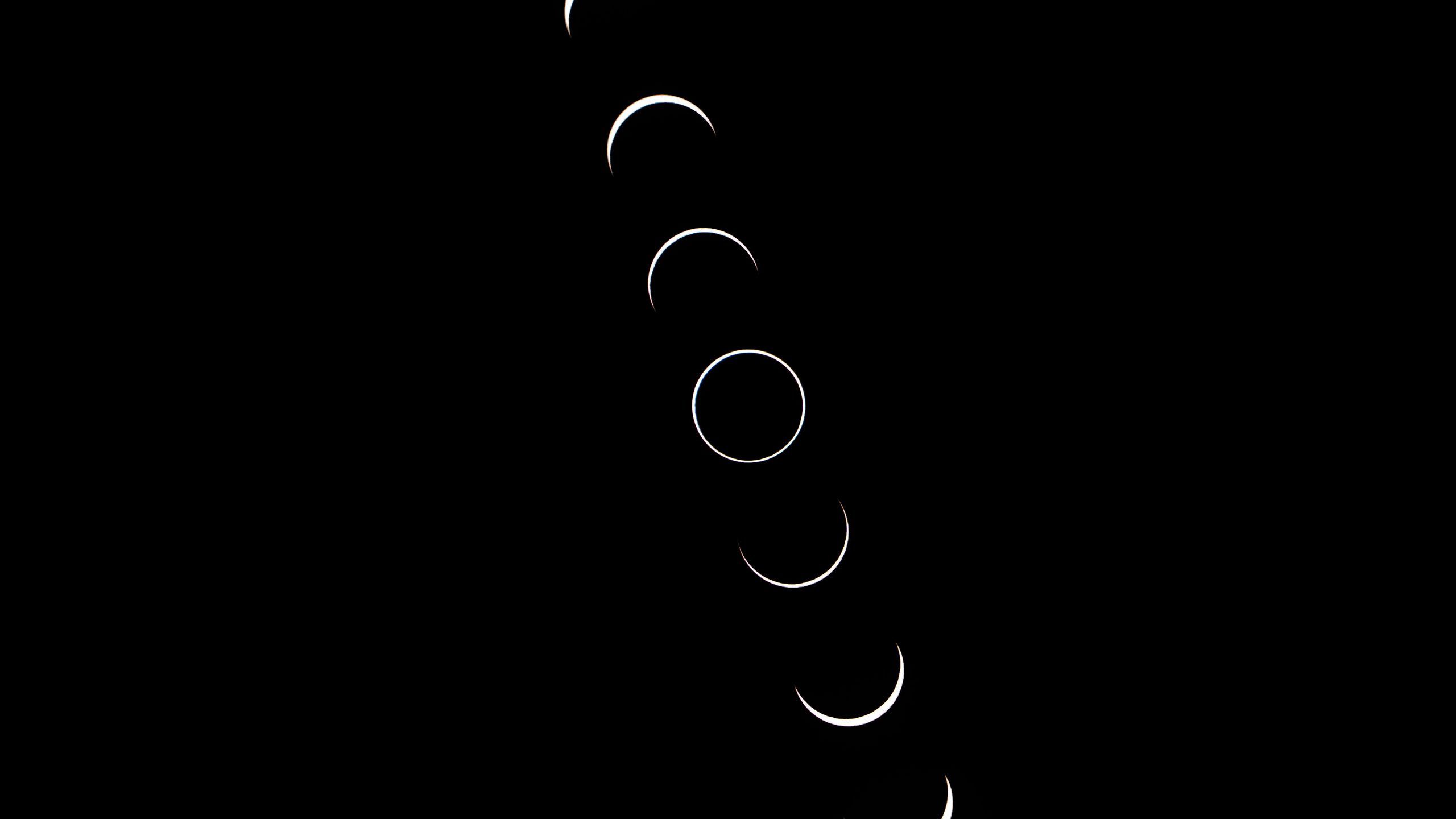 Download wallpaper 2560x1440 moon, phases, black widescreen 16:9 HD background