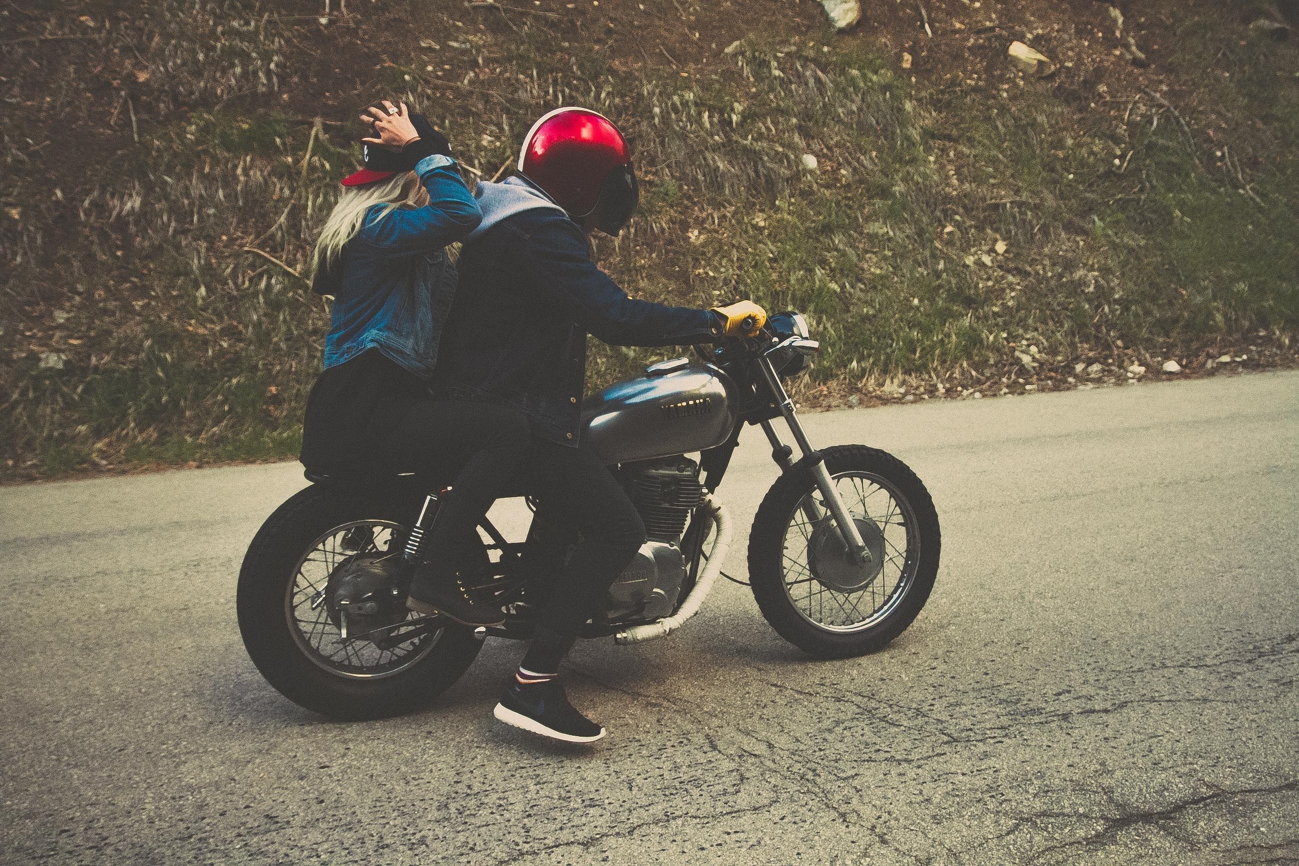 2592x1728 #girl, #Public domain image, #male, #motorbike, #couple, #red, #motorcycle, #grass, #girld, #moto, #helmet, #bike, #woman, #man, #person, #young, #road. Mocah.org HD Desktop Wallpaper