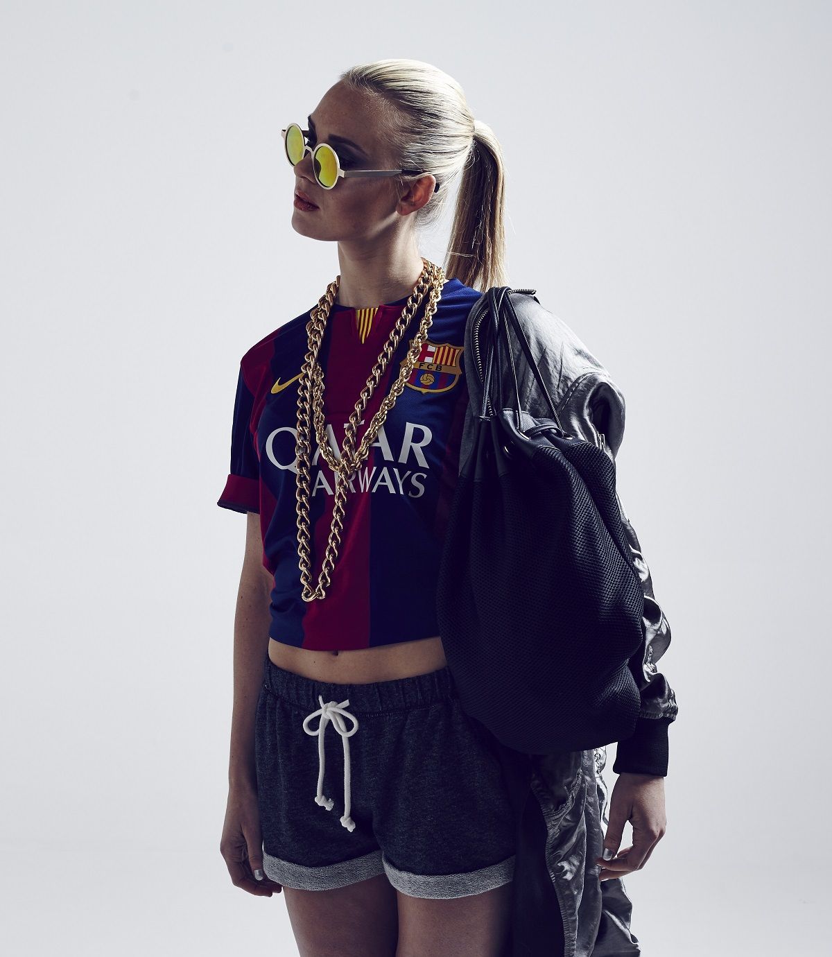 Barcelona girl ready to go. Fully equipped it is time to go!. Soccer game outfits, Soccer outfit, Football shirt designs