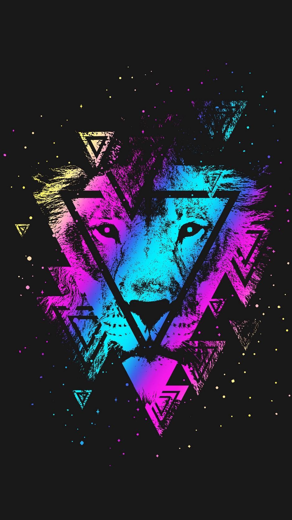 Lion, colorful, triangle, art, muzzle wallpaper. Background cool. Graffiti wallpaper iphone, Graffiti wallpaper, Triangle art