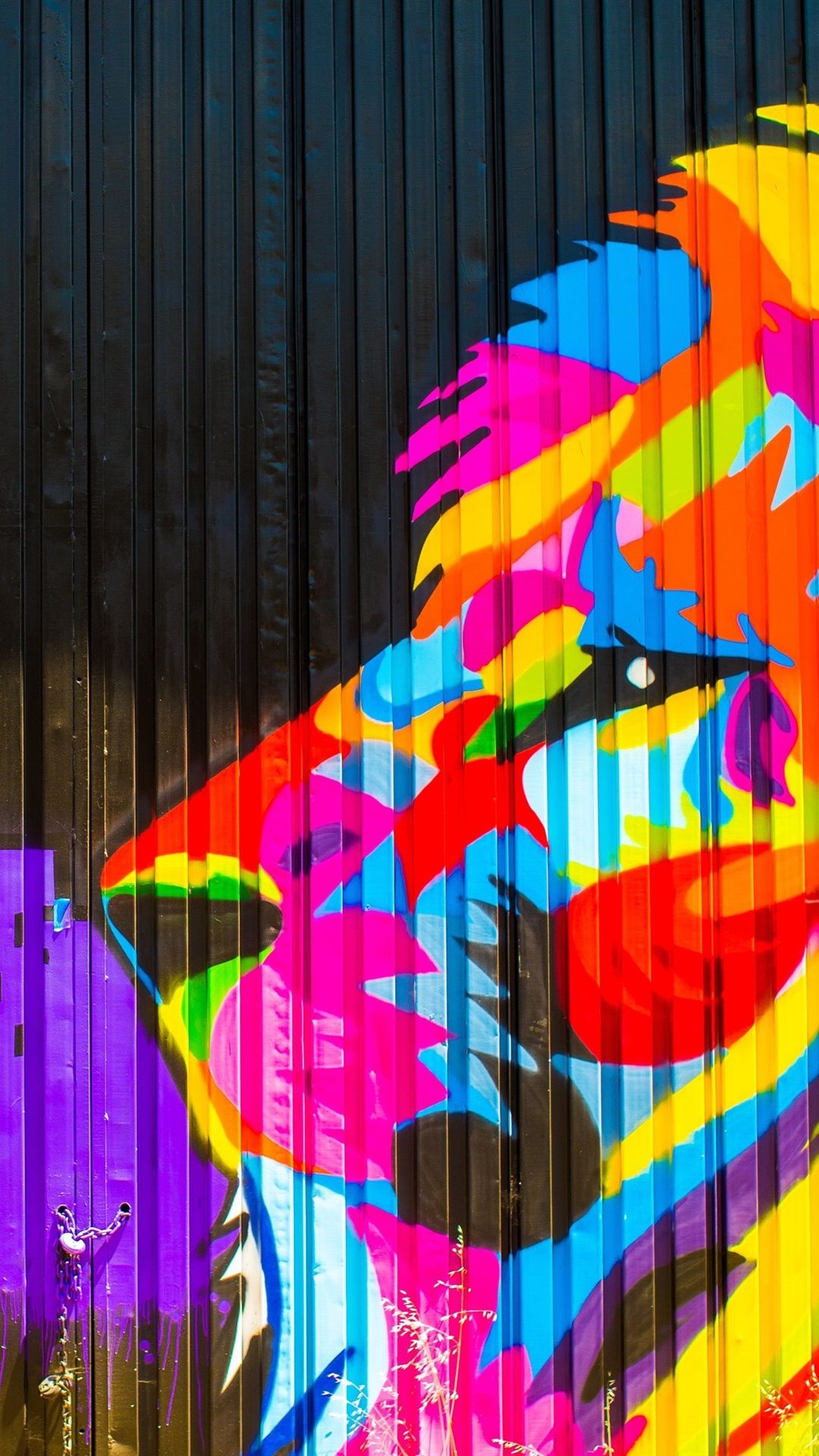 Wallpaper Colorful paint, fence, graffiti, lion 3840x2160 UHD 4K Picture, Image