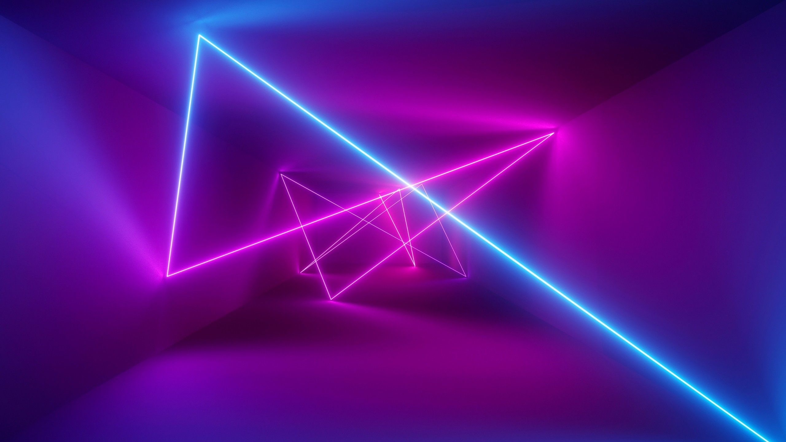 Download 2560x1440 Neon Room, Lines, Laser Lights Wallpaper for iMac 27 inch