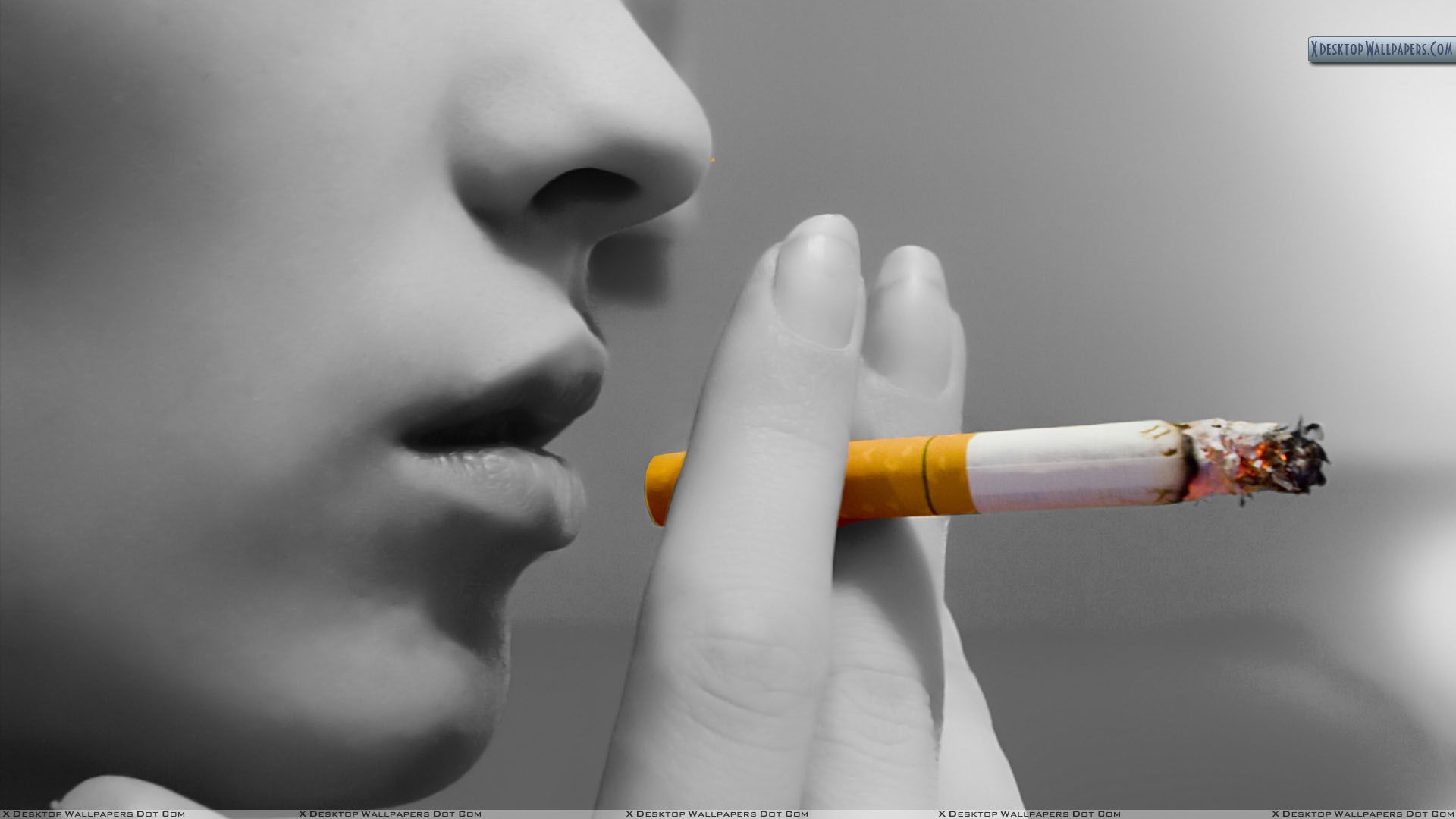 Black N White Picture Of Girl Smoking Wallpaper