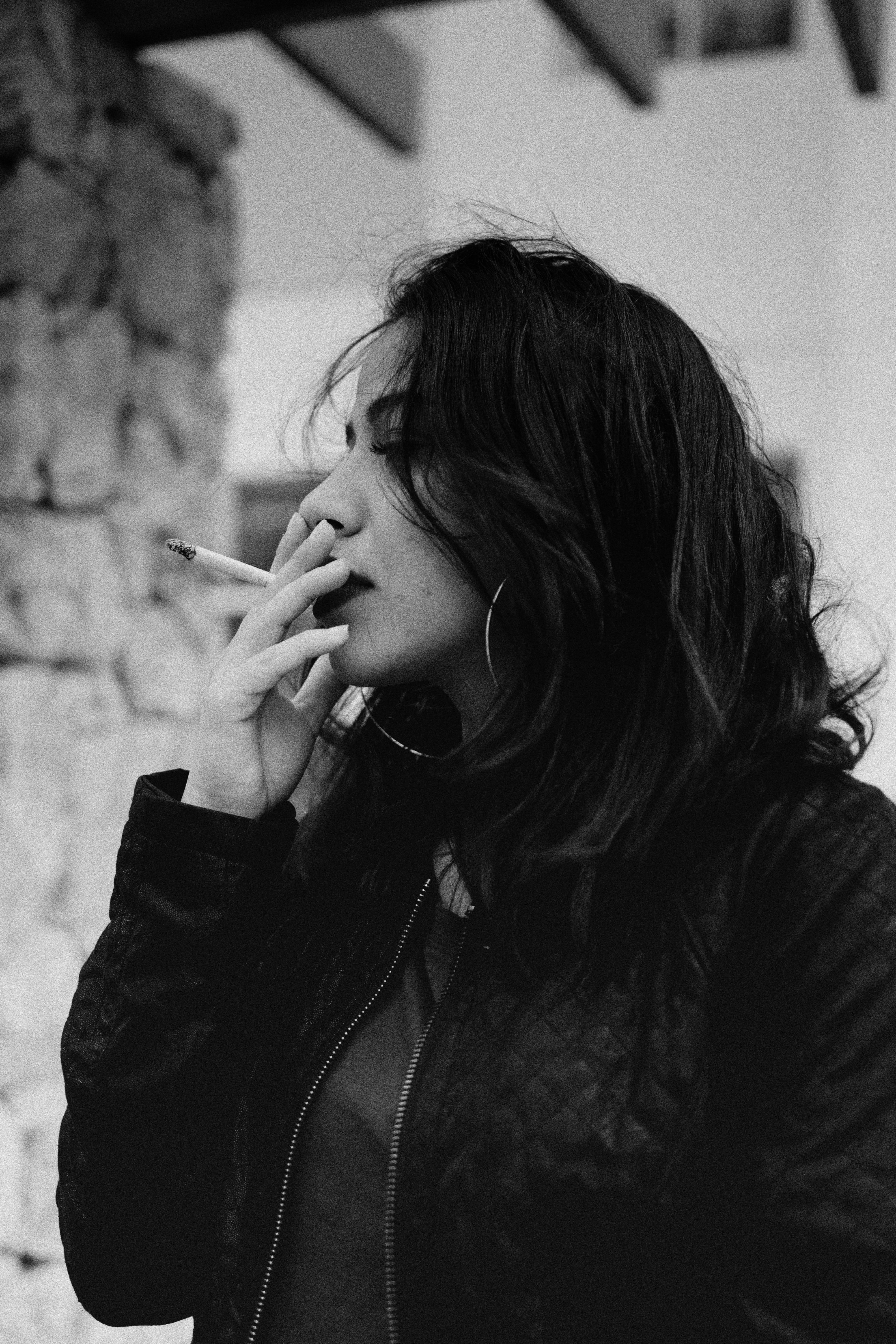 Woman Smoking in Grayscale Photo · Free