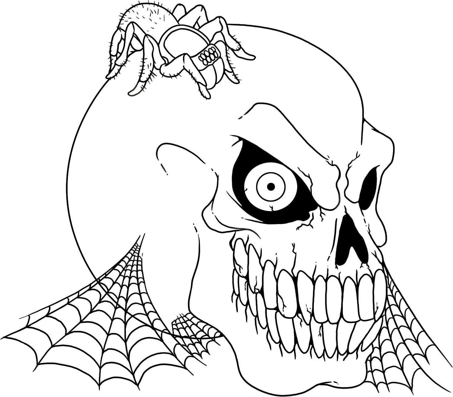 scary halloween coloring pages Large Image. Spider coloring page, Skull coloring pages, Halloween coloring pages