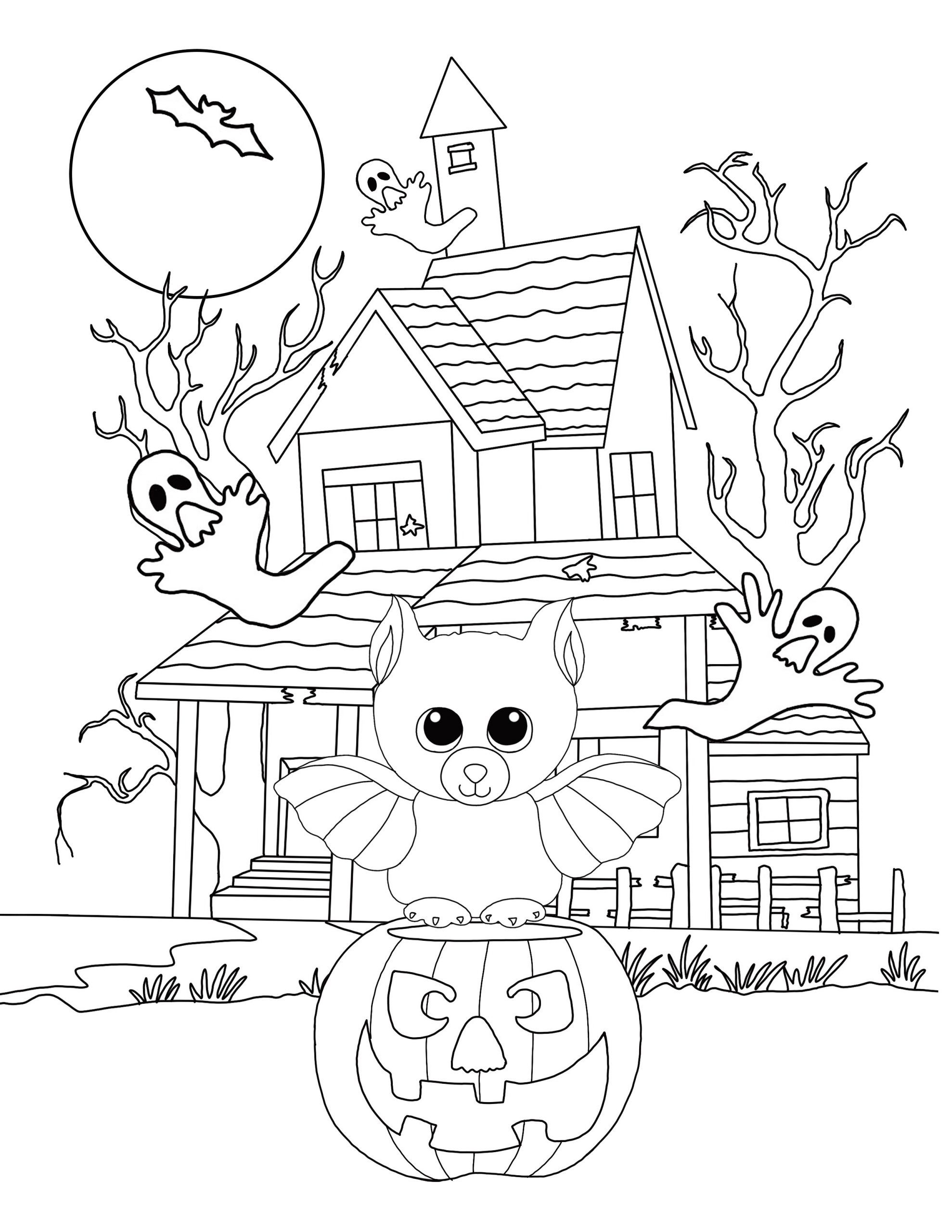 Awesome Coloring Picture Of Beanie Boos Image Ideas Boo Halloween Page Bat Free Pages Download Print Cats Dogs And Unicorn Rainbow Wallpaper