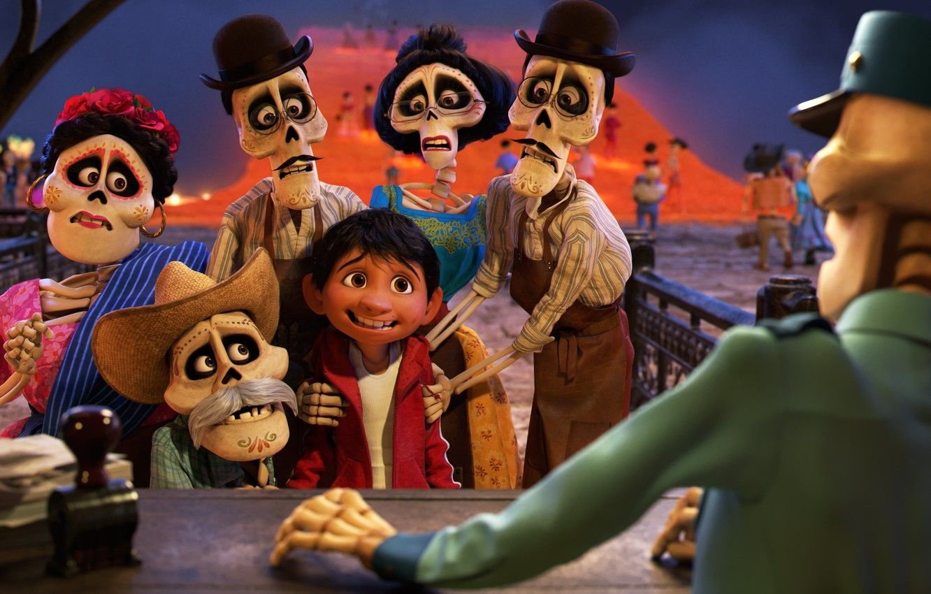 Wallpaper Pixar, hat, eyes, boy, Coco, animated film, bones, animated movie, skull and bones, sull image for desktop, section фильмы