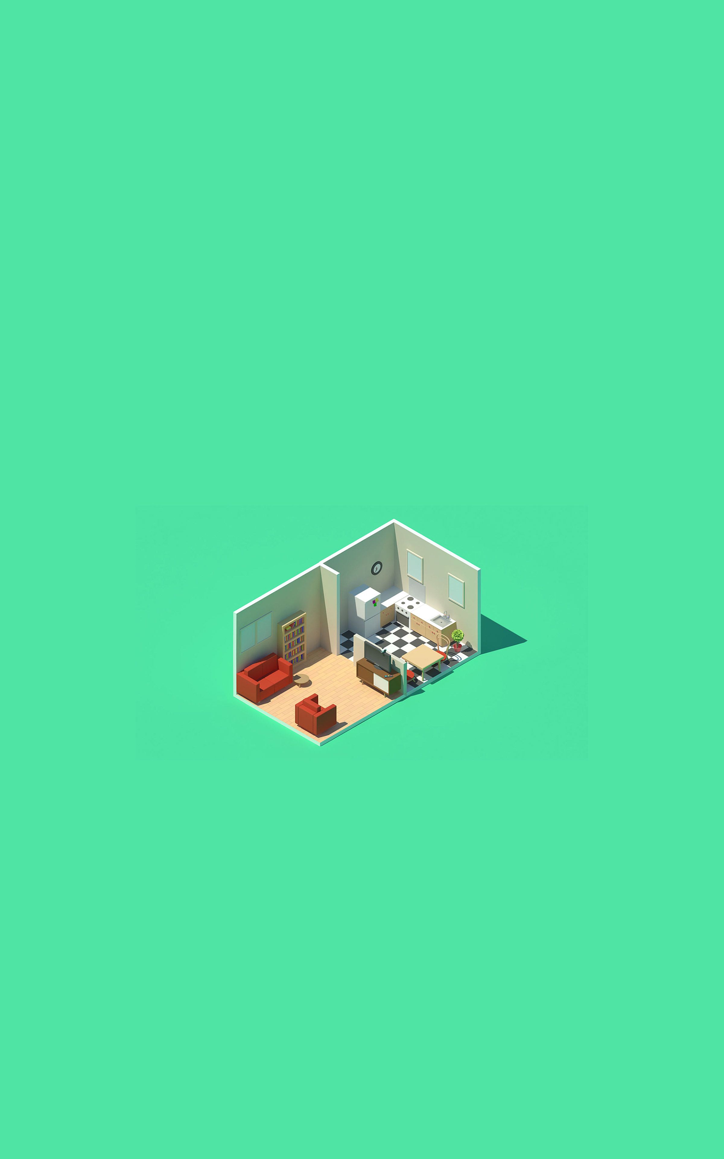 Isometric Living Space Mobile Wallpaper