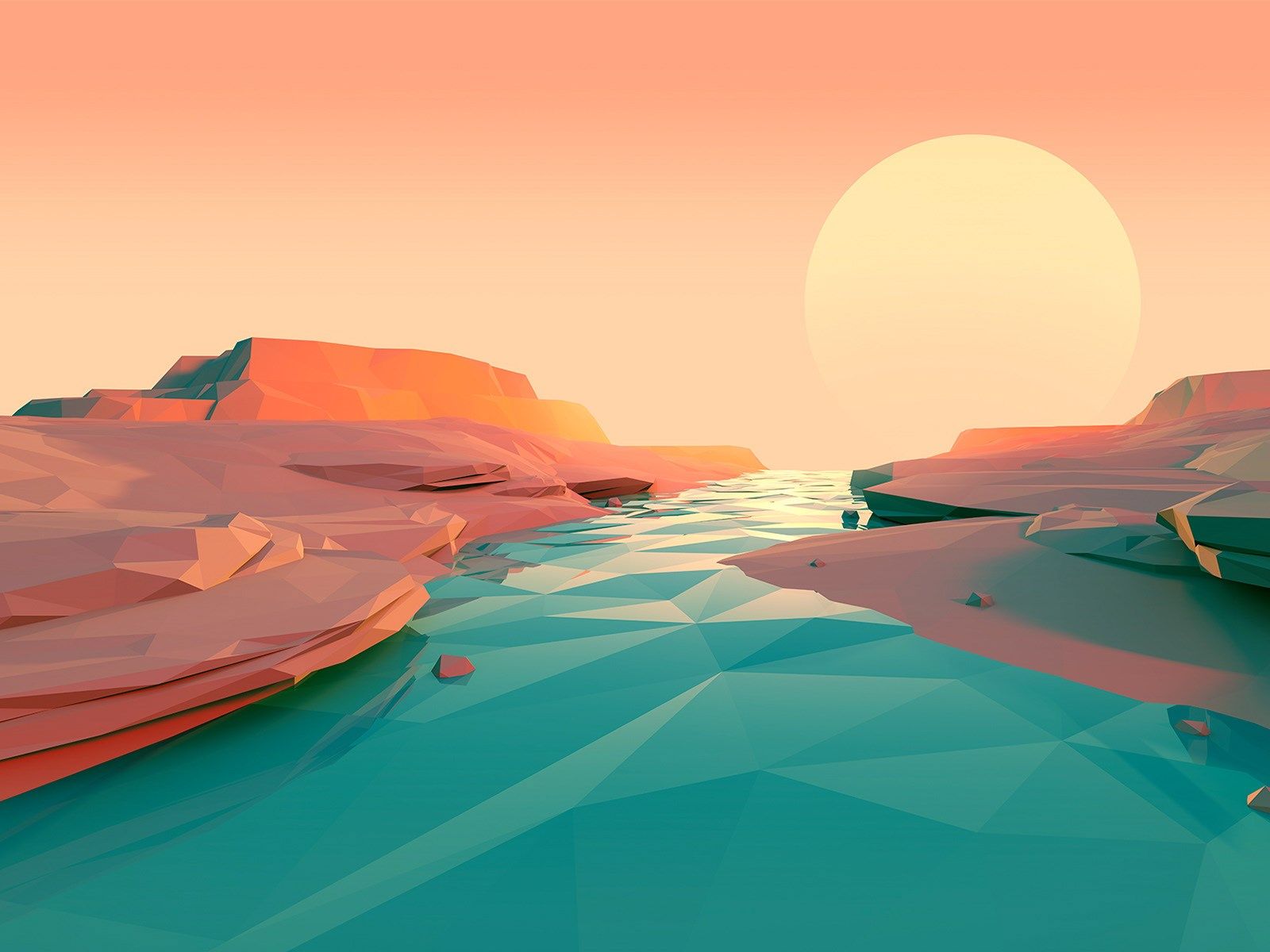 isometric landscape, river, cliffs, 3D landscapes, polygons. Landscape wallpaper, Aesthetic desktop wallpaper, Minimalist wallpaper