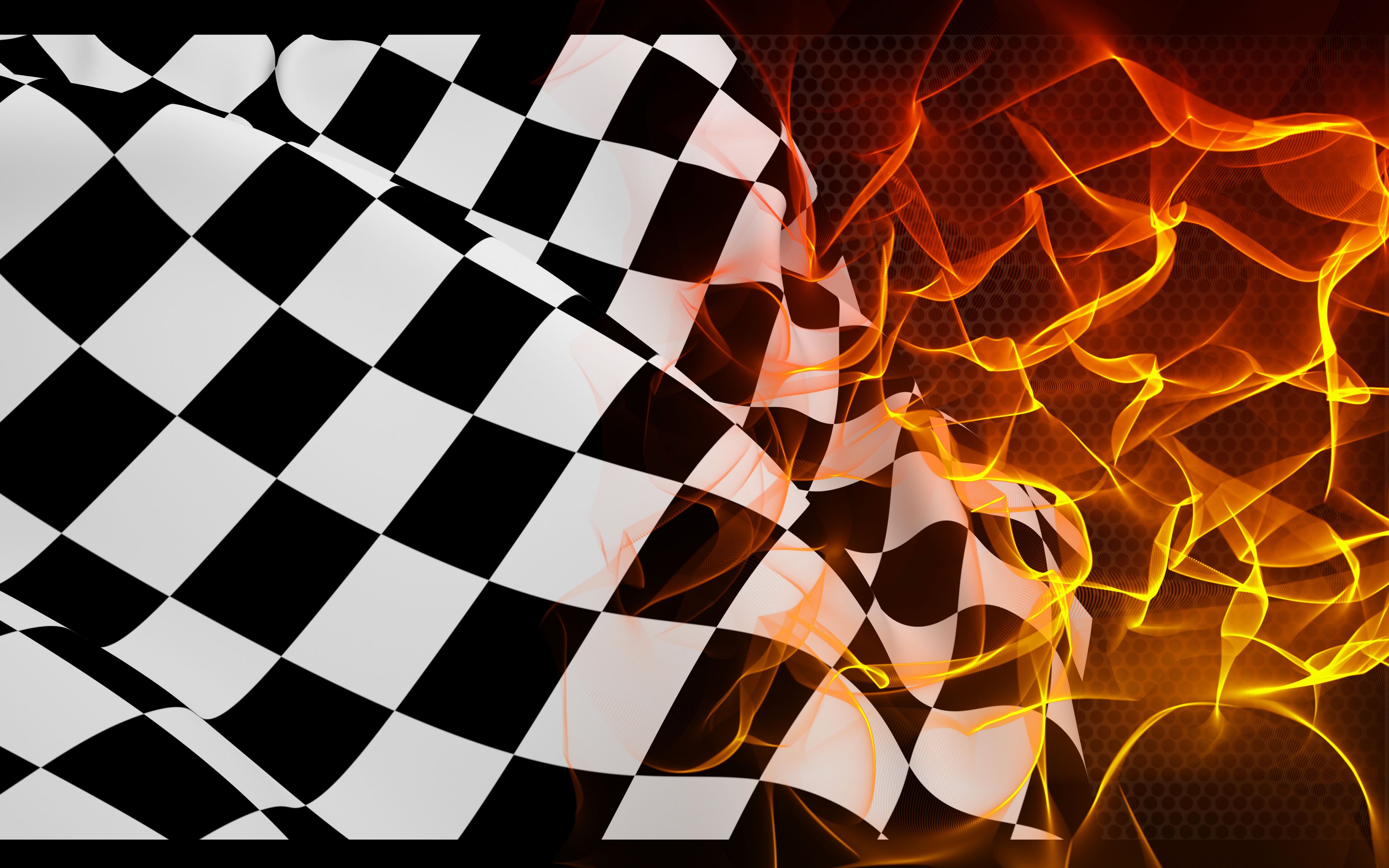 Download wallpaper checkered flag, finish, fire, flame, finish flag for desktop with resolution 3840x2400. High Quality HD picture wallpaper