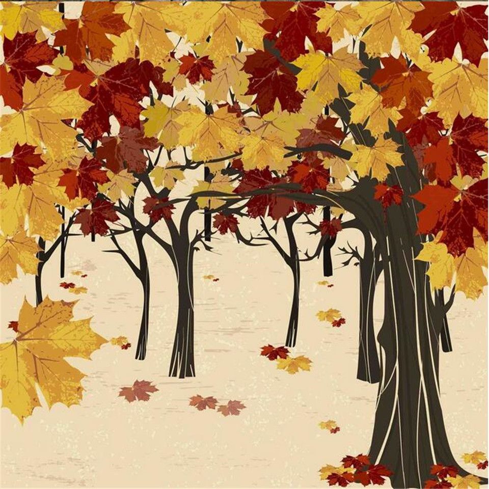 3D Wall Paper for Walls Hand Drawn Orange Non Woven Wallpaper Creative Autumn Maple Leaf Mural Living Room Decorative Wallpaper. 3D wall paper. wall paperpaper for walls