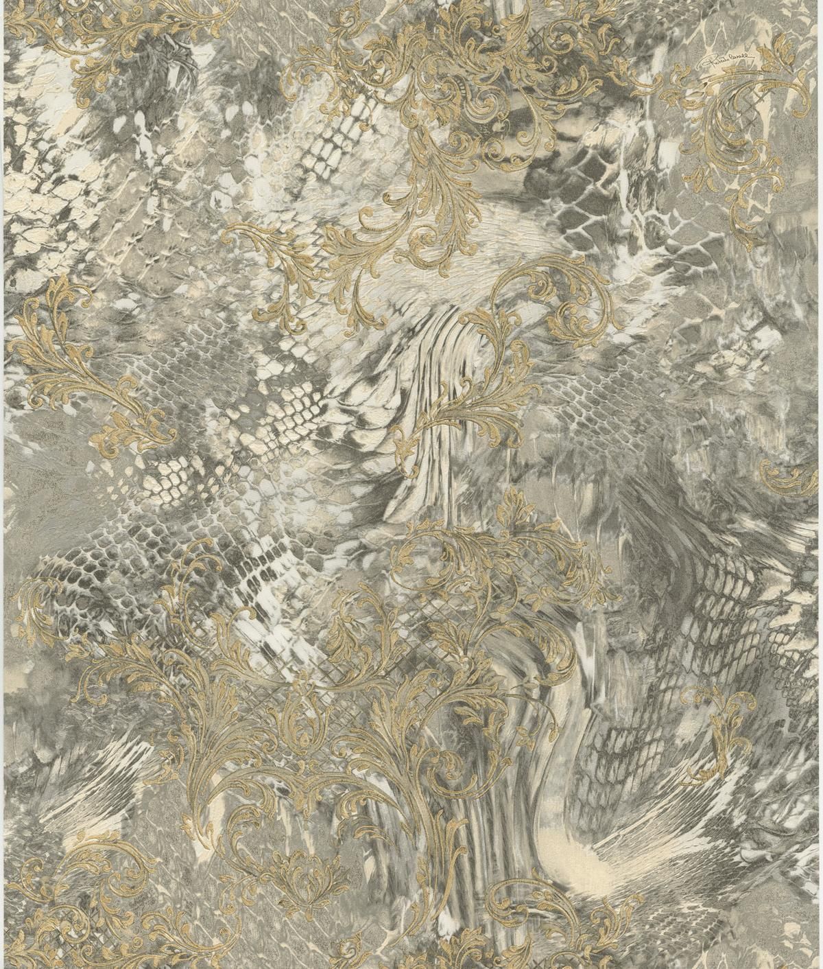 Patchwork Serpente by Roberto Cavalli - Taupe - Wallpaper : Wallpaper Direct