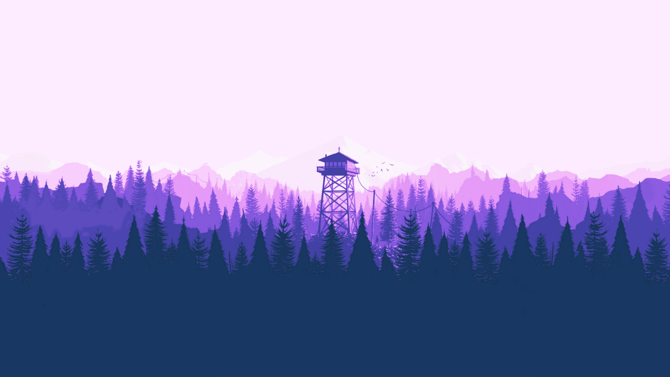 Vaporwave version of the classic Firewatch wallpaper