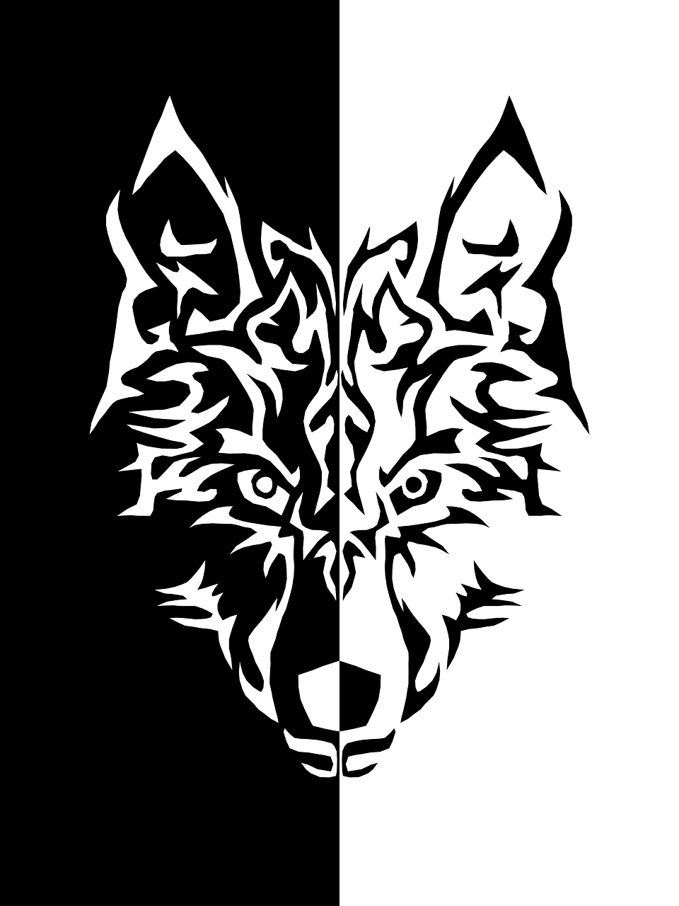 Wolf, black and white, iphone wallpaper, desktop wallpaper, drawing