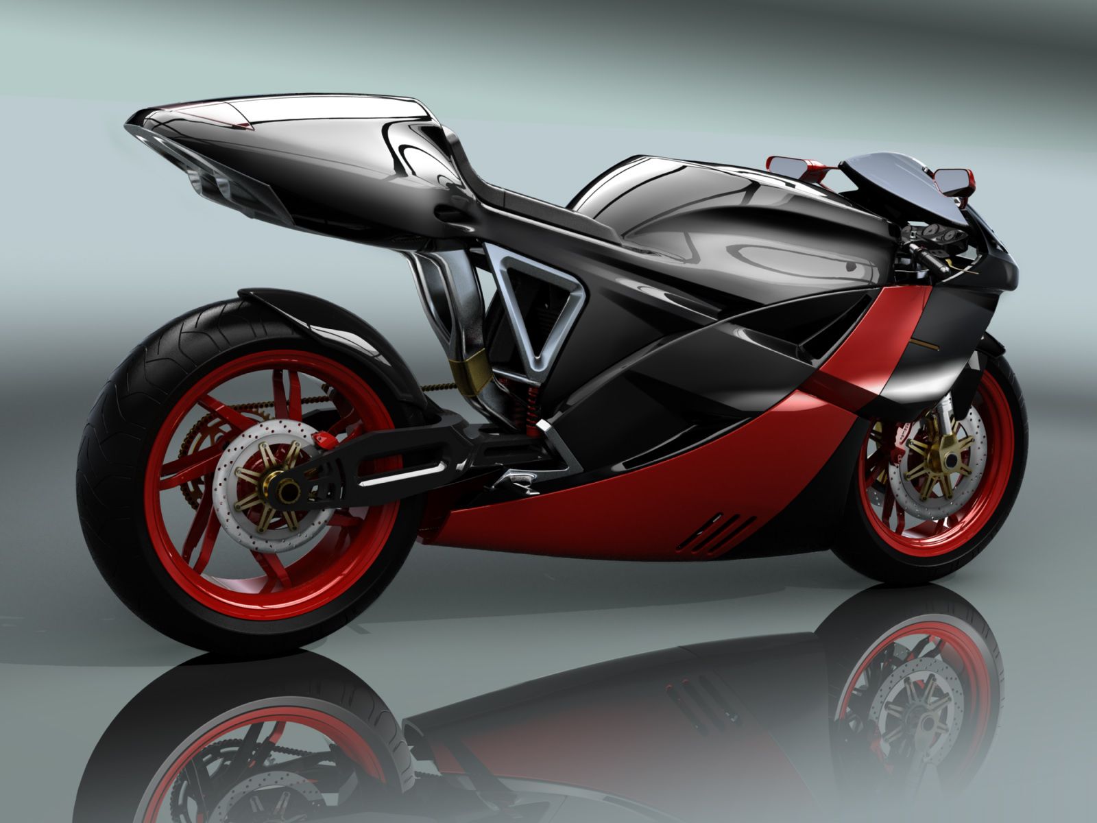 Beautiful Red Bike wallpaperx1200
