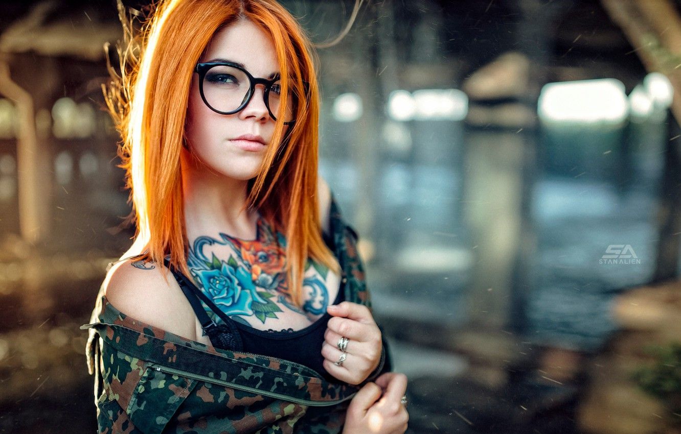 Wallpaper model, tattoo, redhead, suicide girls image for desktop, section девушки